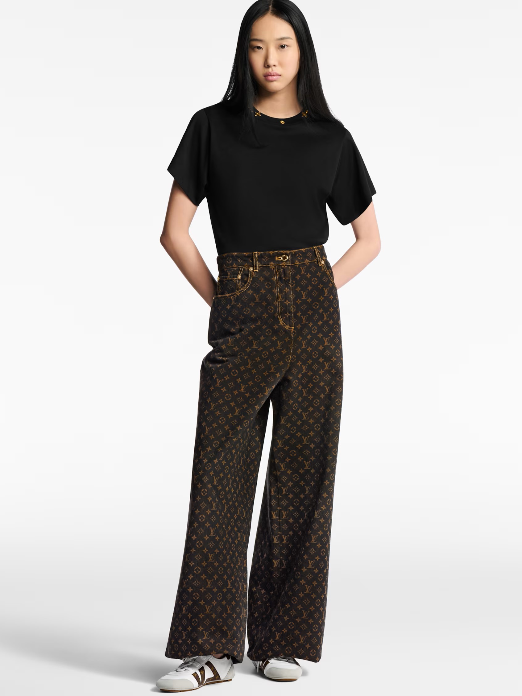 Quần ống suông LV nữ Louis Vuitton Monogram Straight-Cut Jeans Monogram Brown 3