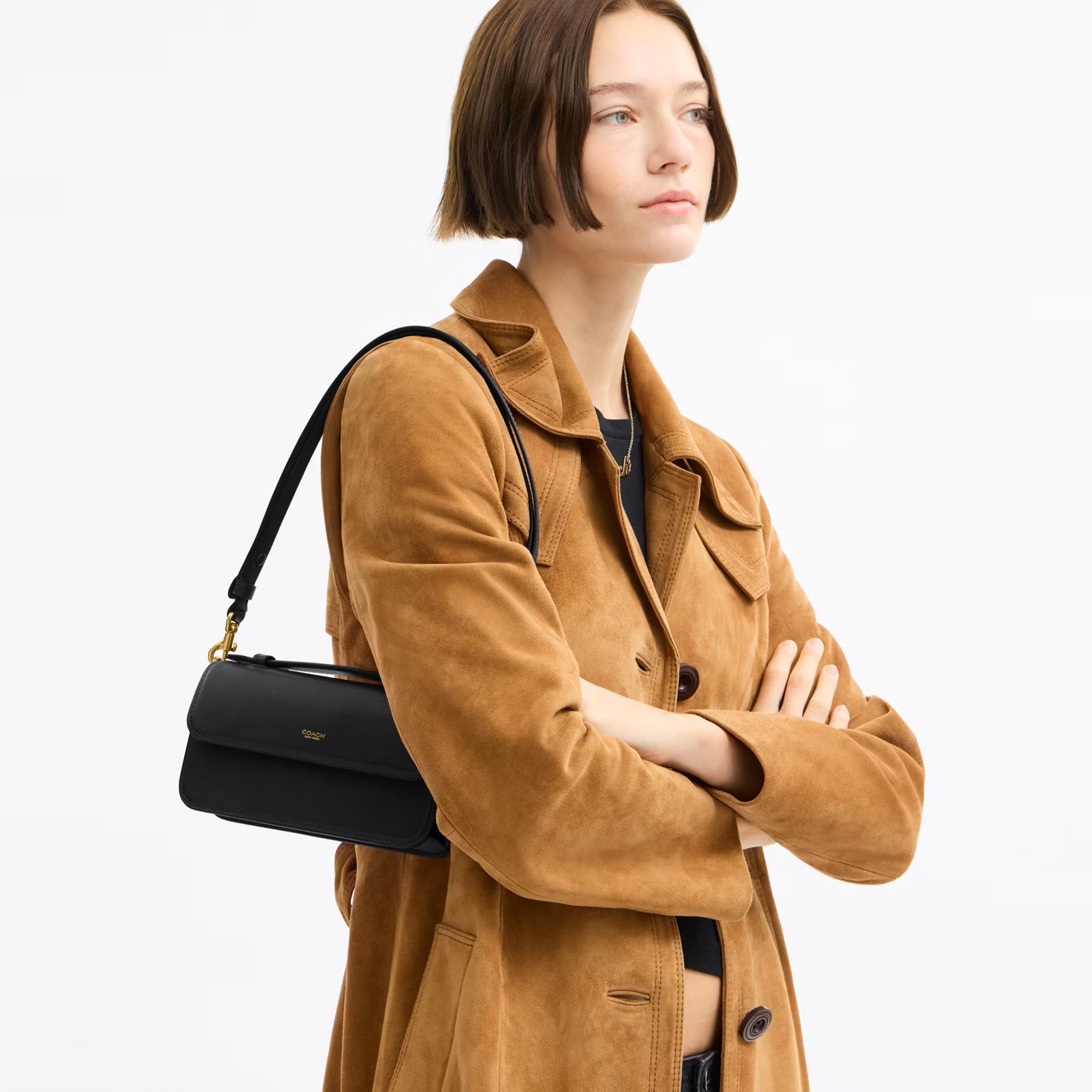 Túi đeo chéo Coach Elora Top Handle Leather Crossbody Clutch Bag Black CCY30 8