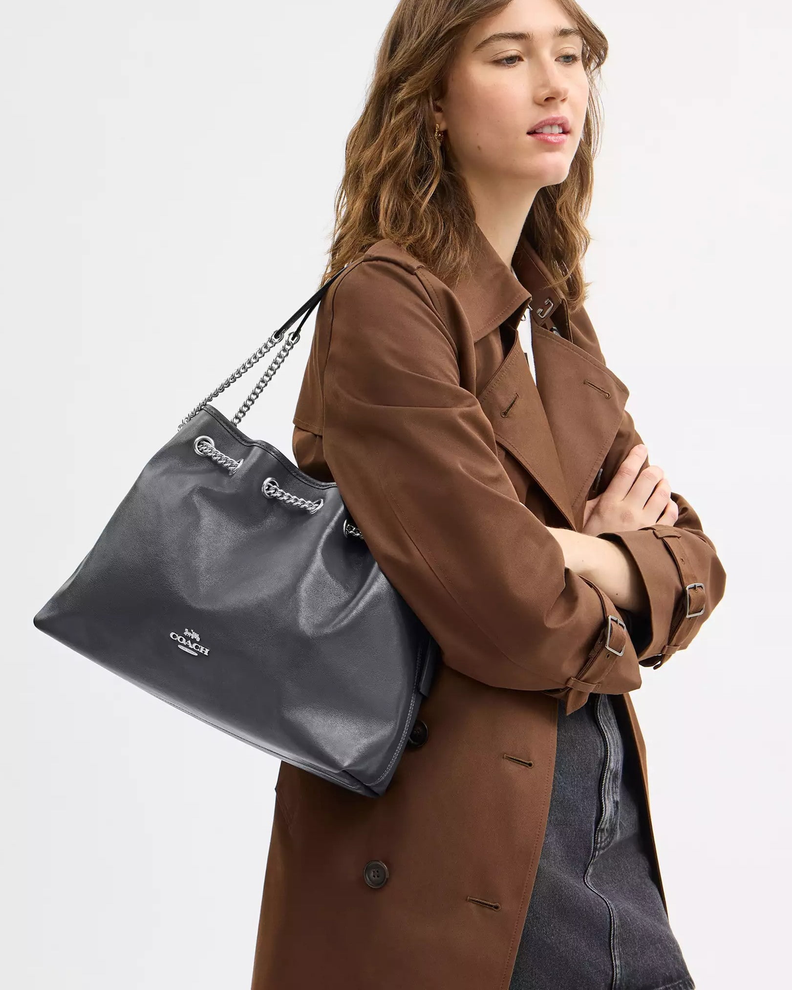Túi xách Coach nữ Evelyn Shoulder Bag Gray CCZ79 4