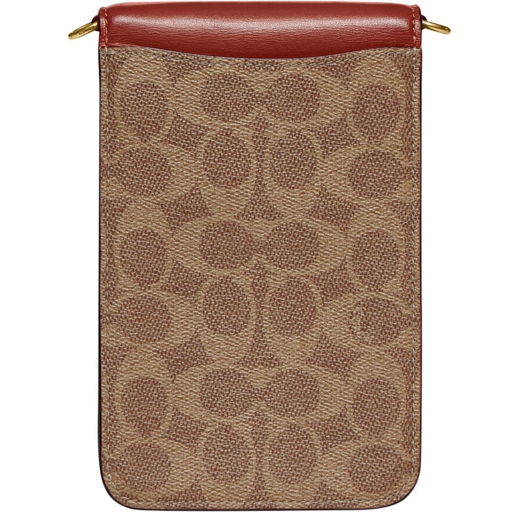 Túi điện thoại nâu nấp đỏ Coach Phone Crossbody In Signature Canvas CJ355 3