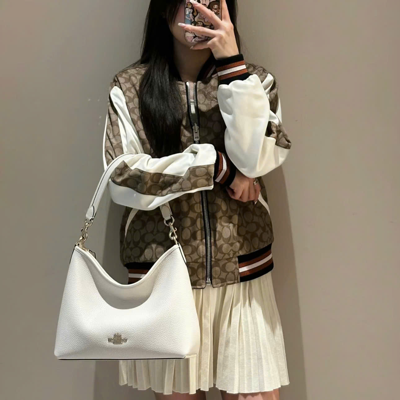 Túi xách Coach Laurel Large Shoulder Bag Chalk CY684 3