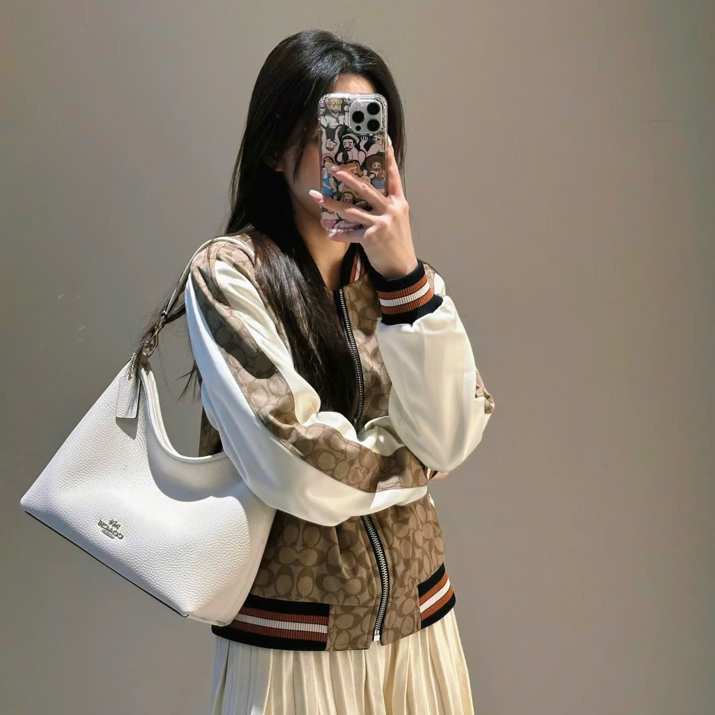 Túi xách Coach Laurel Large Shoulder Bag Chalk CY684 10