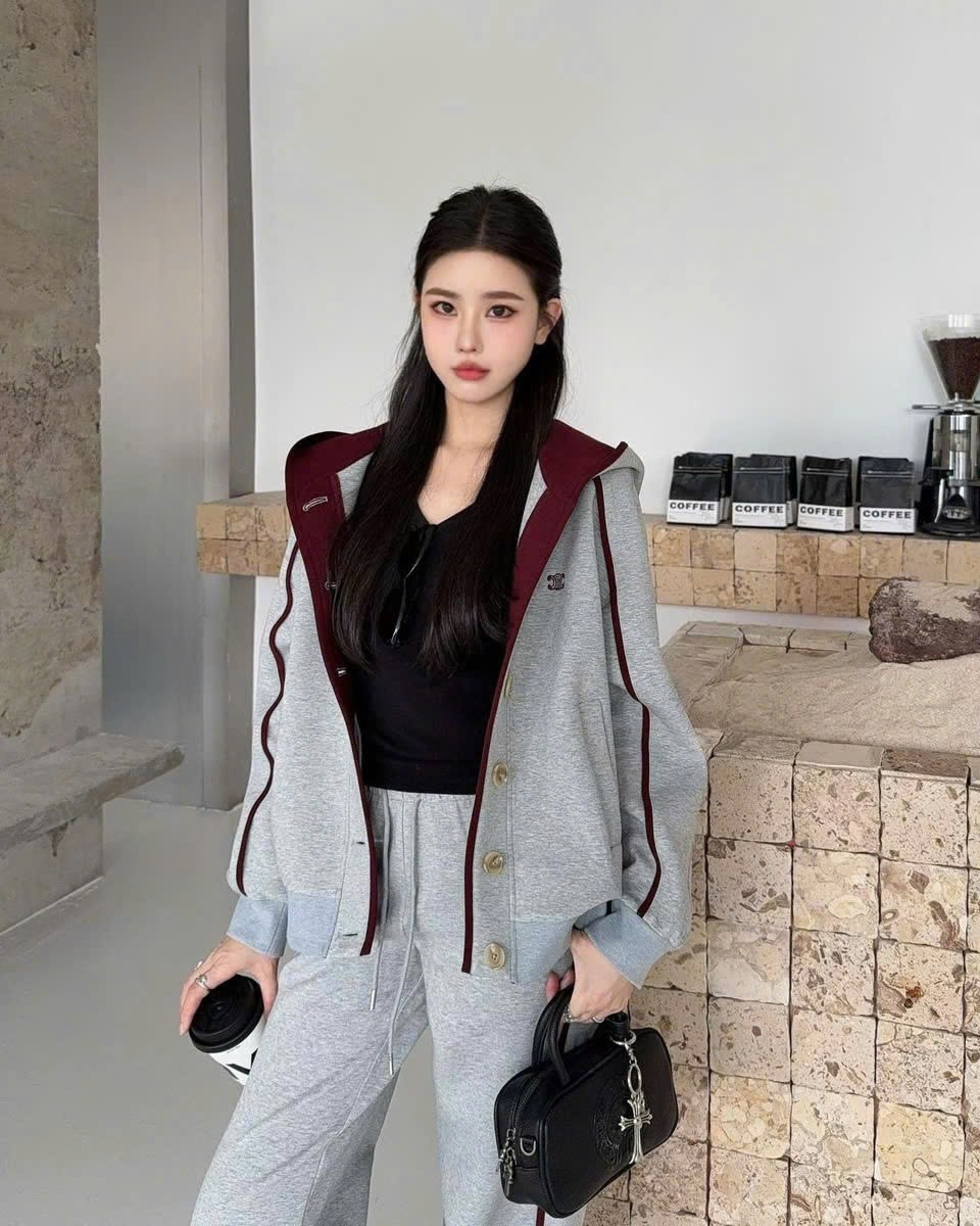 Combo áo khoác có nón quần dài suông Celine 2