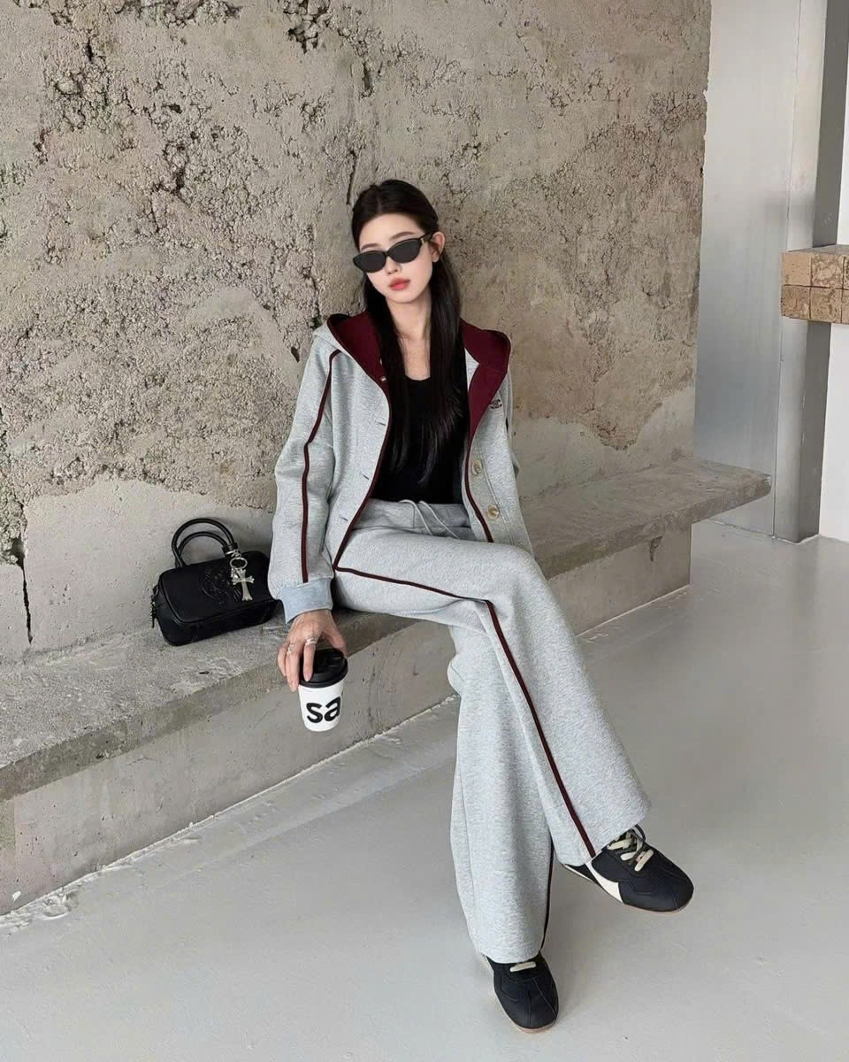 Combo áo khoác có nón quần dài suông Celine 4