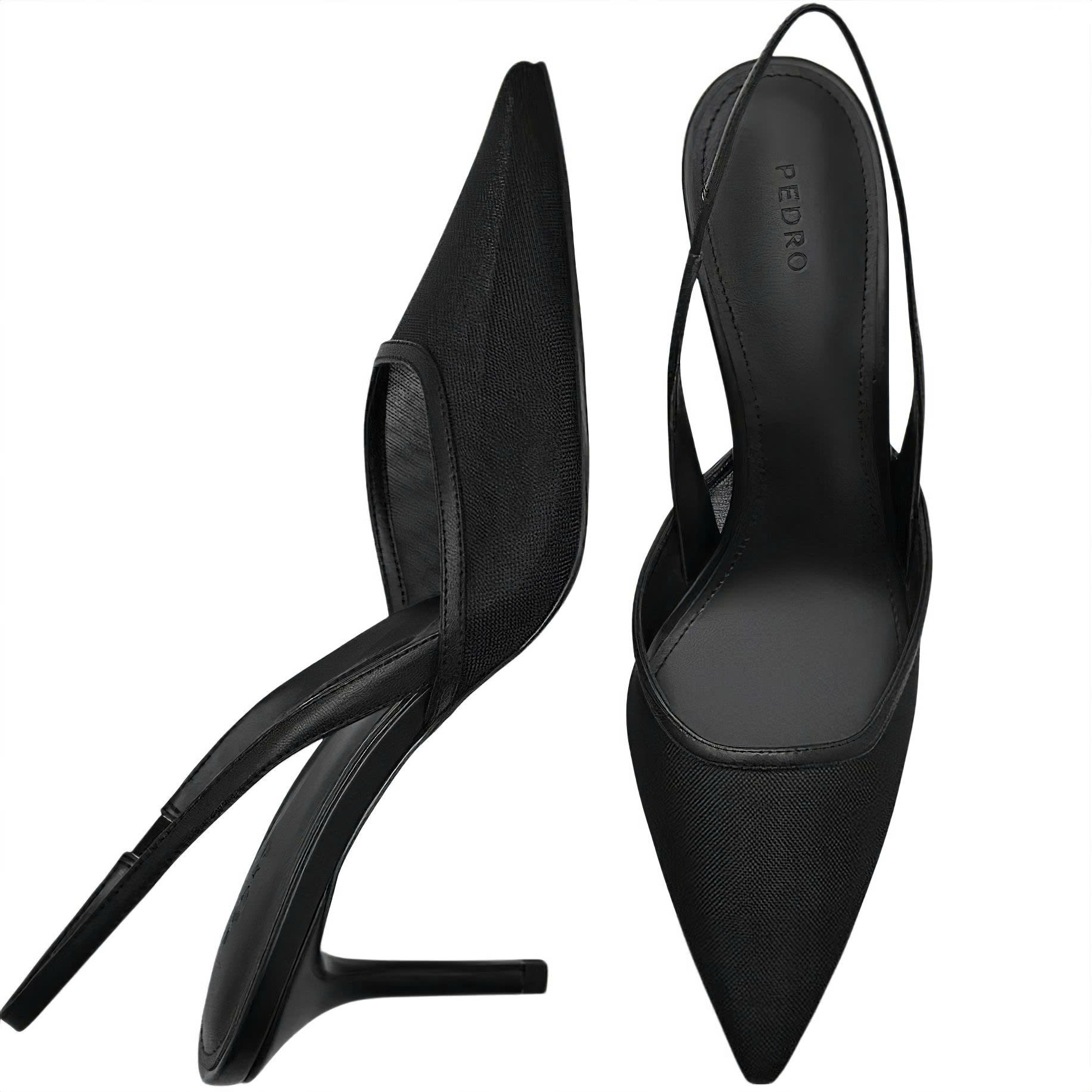 Giày nữ cao gót Pedro Mesh Slingback Heel Pumps Black PW1-25480280 2