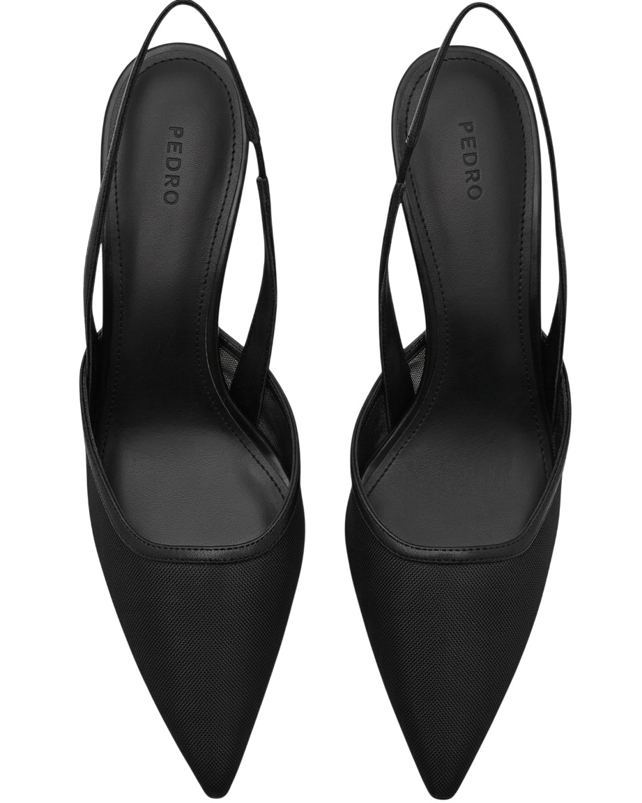 Giày nữ cao gót Pedro Mesh Slingback Heel Pumps Black PW1-25480280 1
