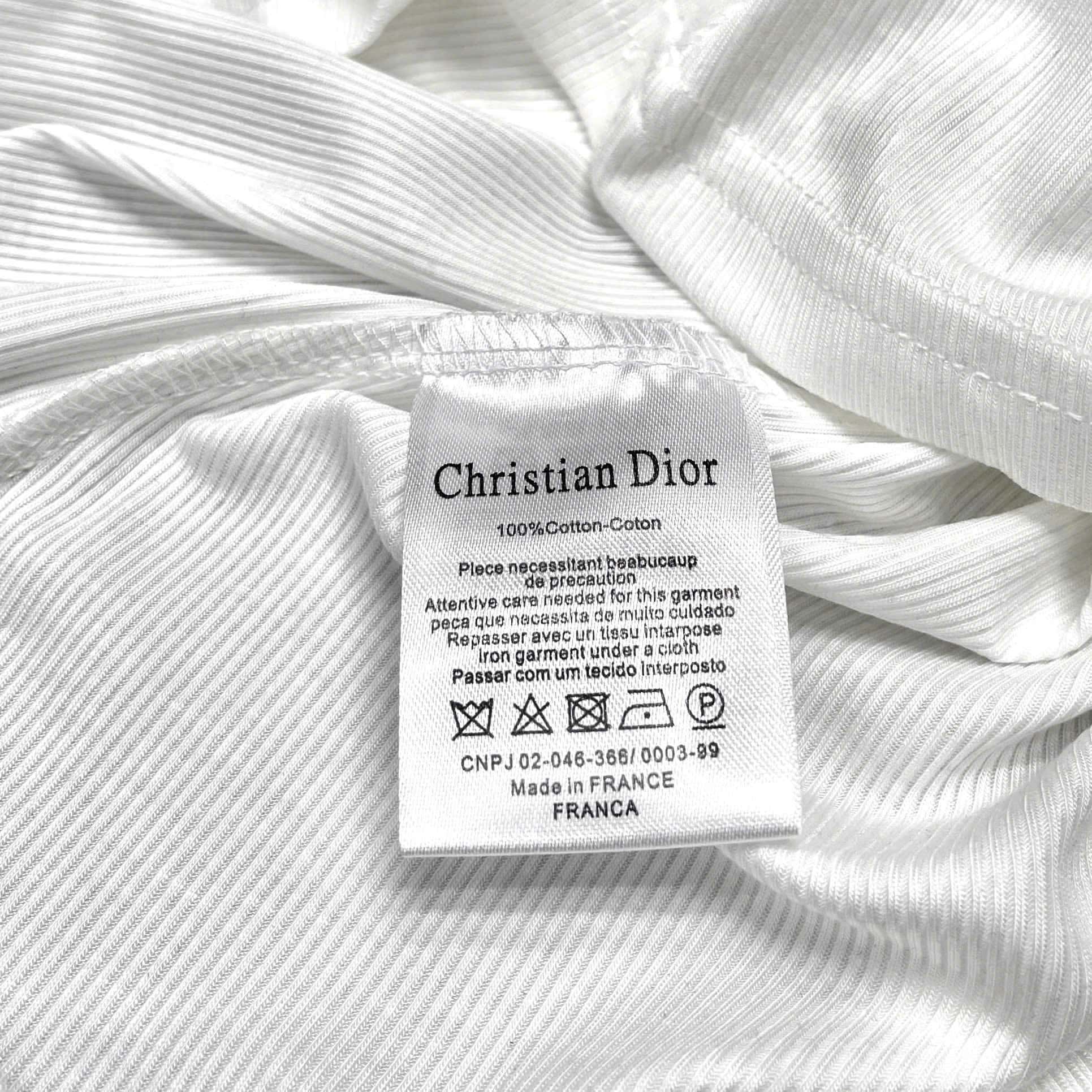 Áo thun ôm nữ tay dài cổ tròn trắng đen Dior 7