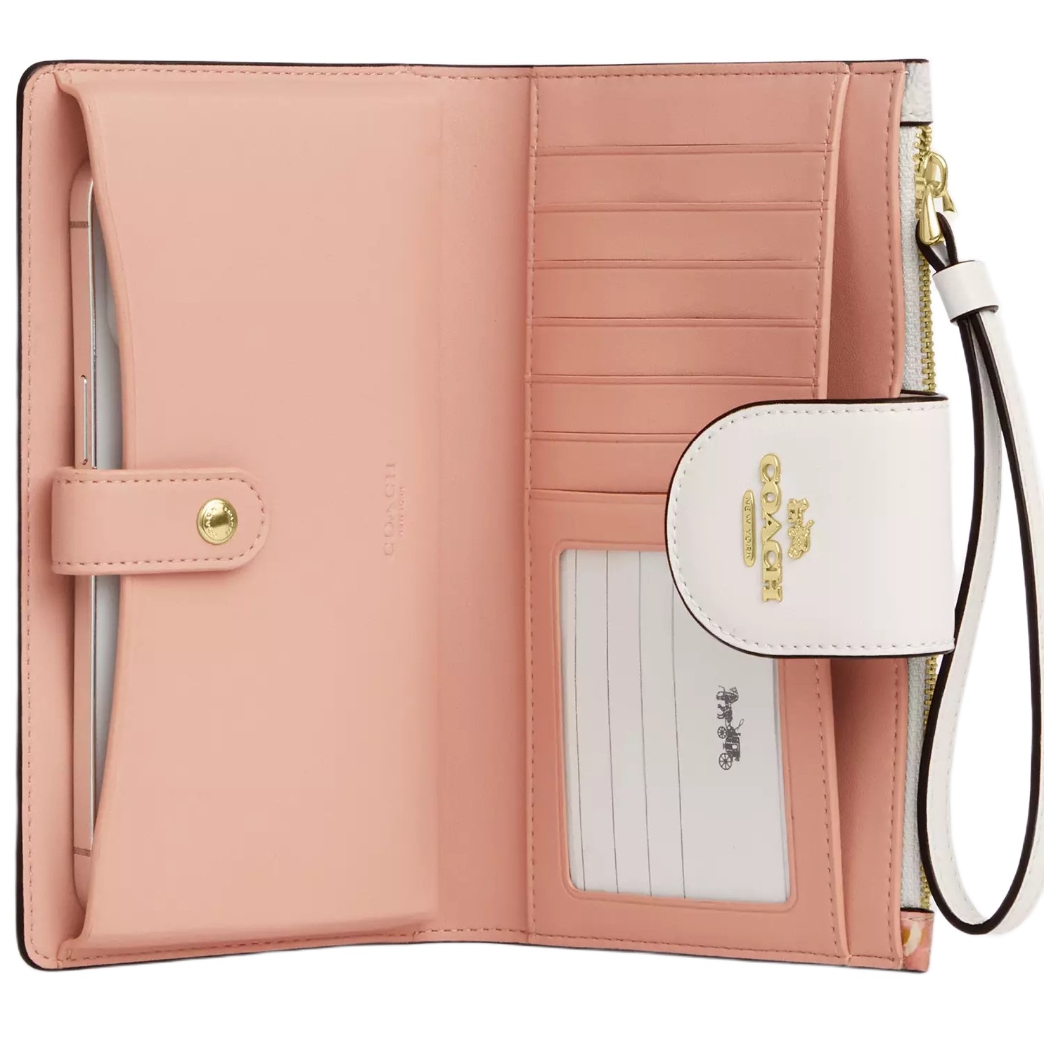Ví điện thoại Coach nữ Phone Wallet In Signature Canvas With Floral Print Sand Multi CAR11 2