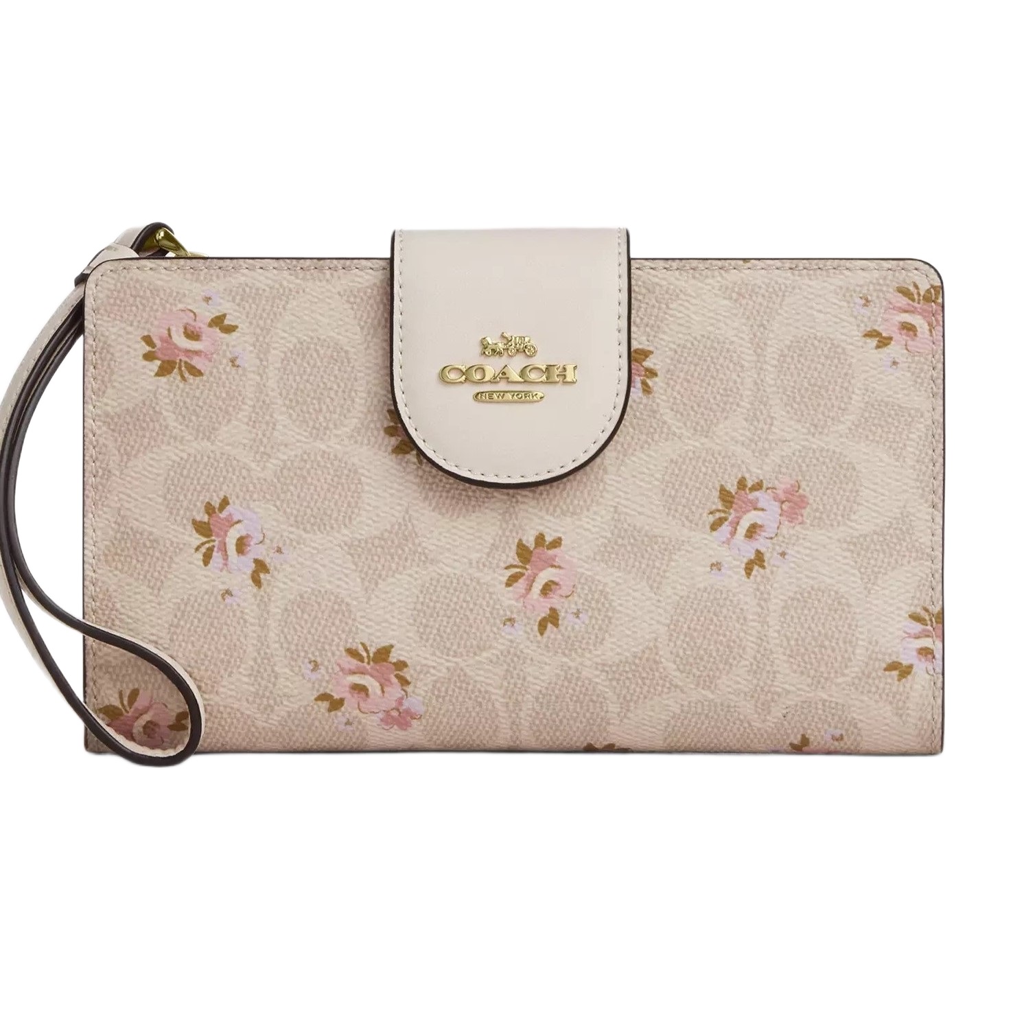 Ví điện thoại Coach nữ Phone Wallet In Signature Canvas With Floral Print Sand Multi CAR11 3
