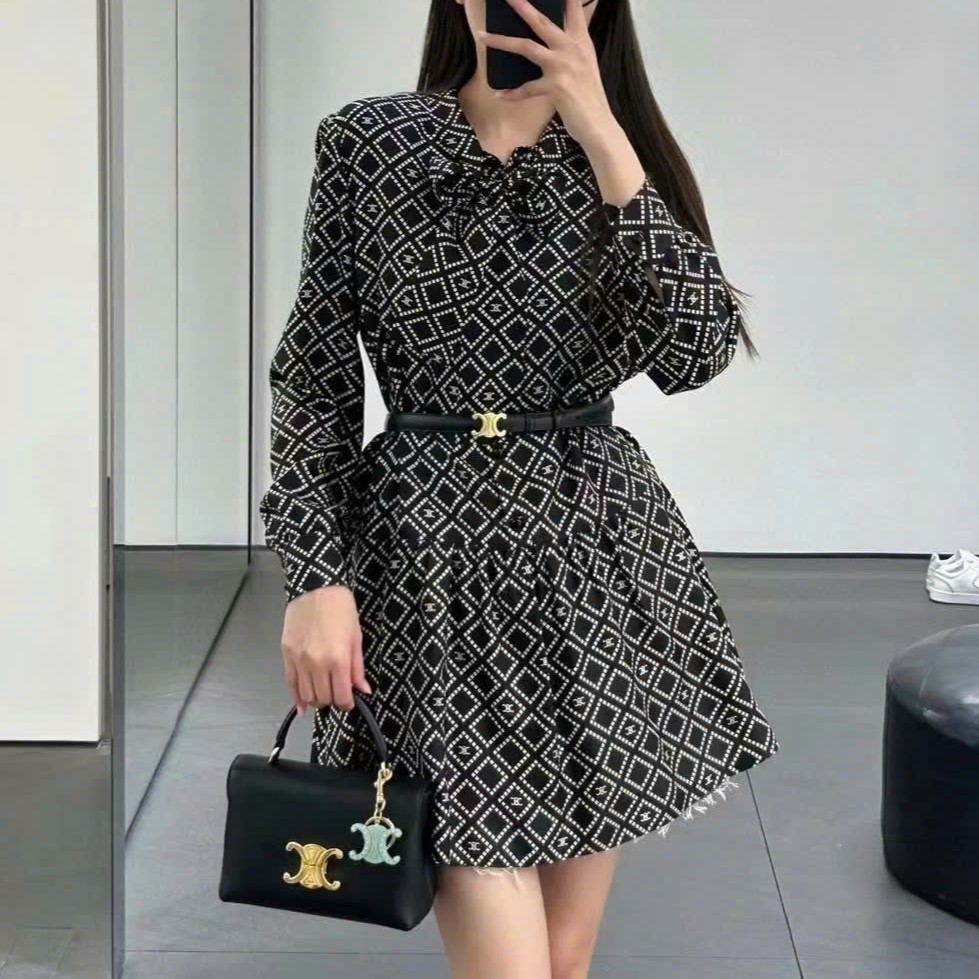 Áo đầm nữ nơ kèm thắt lưng Celine 5