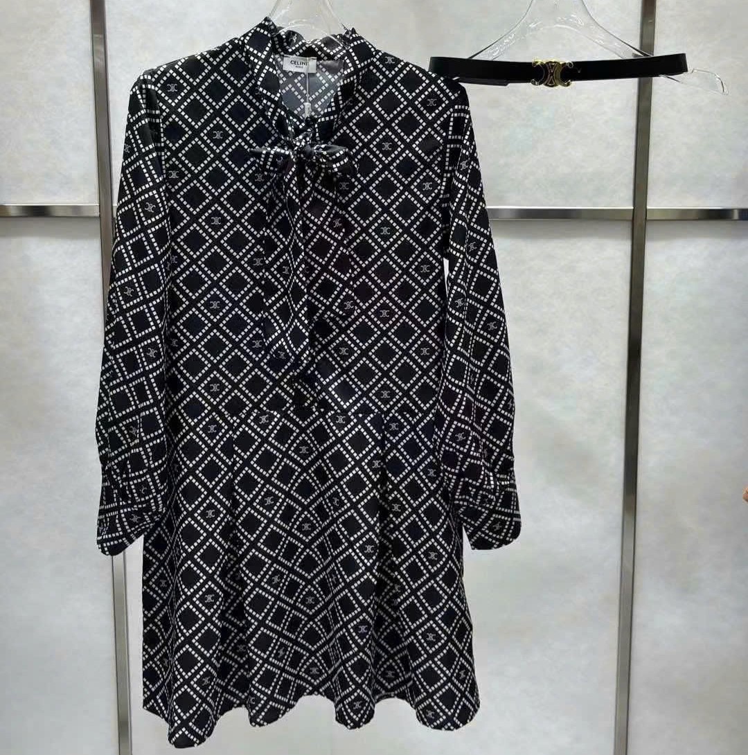 Áo đầm nữ nơ kèm thắt lưng Celine 6