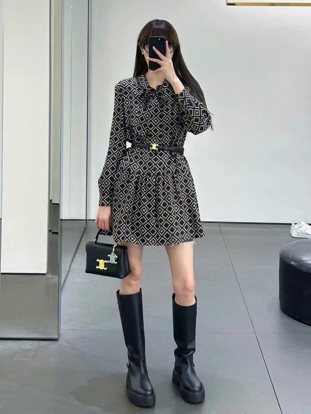 Áo đầm nữ nơ kèm thắt lưng Celine 9