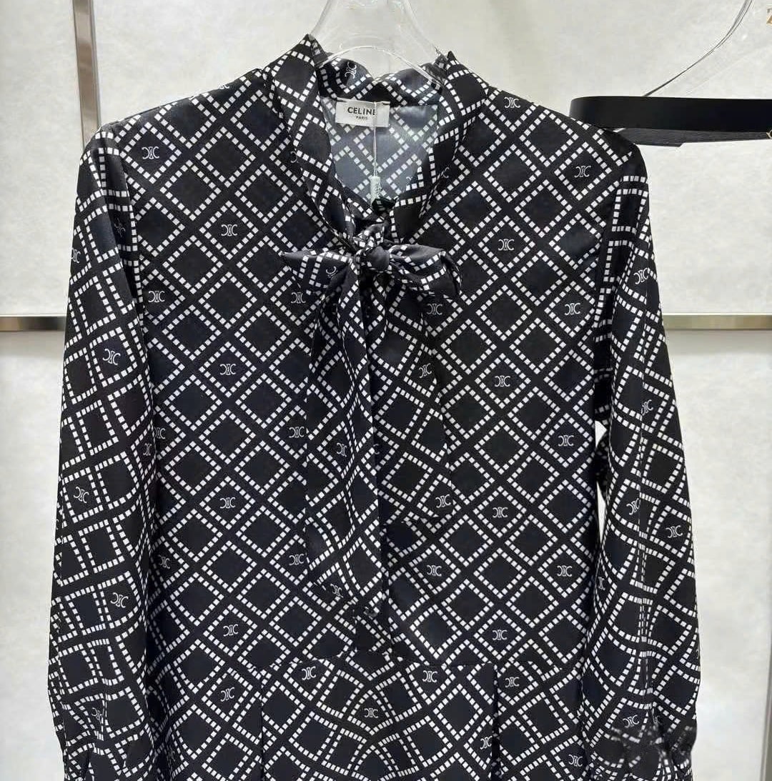 Áo đầm nữ nơ kèm thắt lưng Celine 1