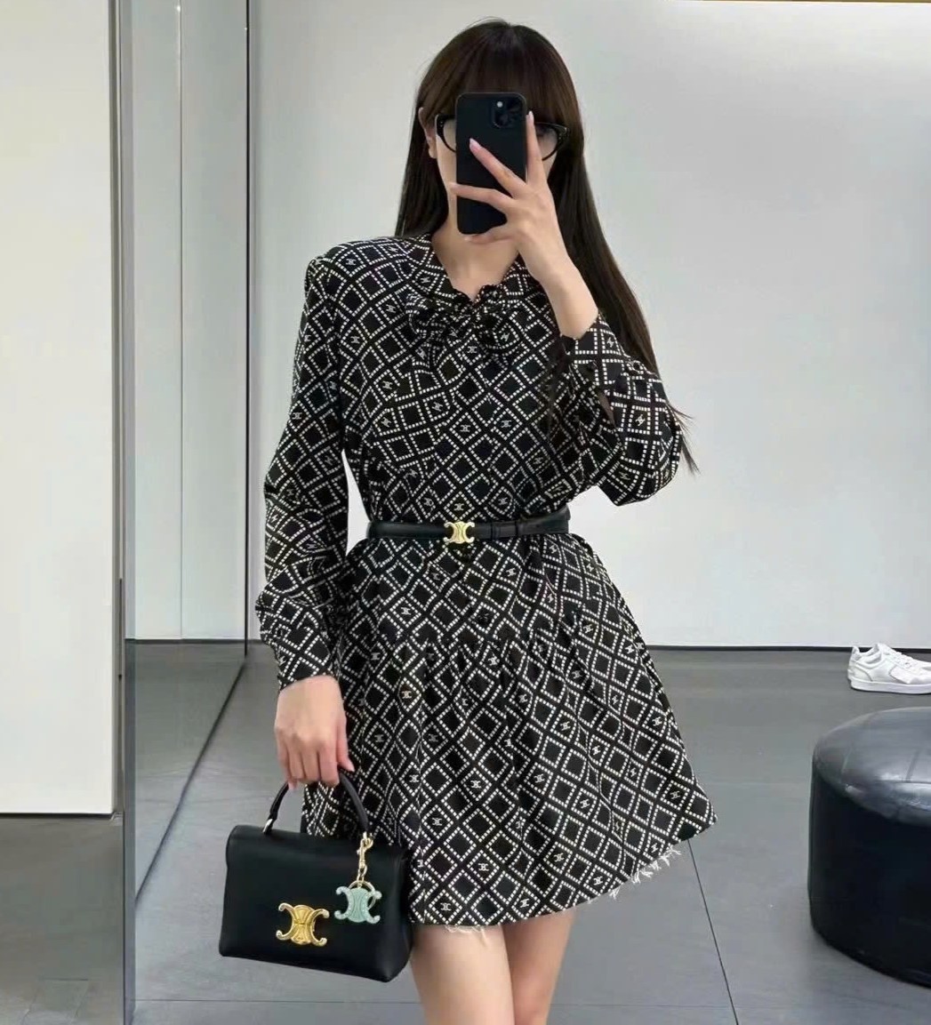 Áo đầm nữ nơ kèm thắt lưng Celine 3