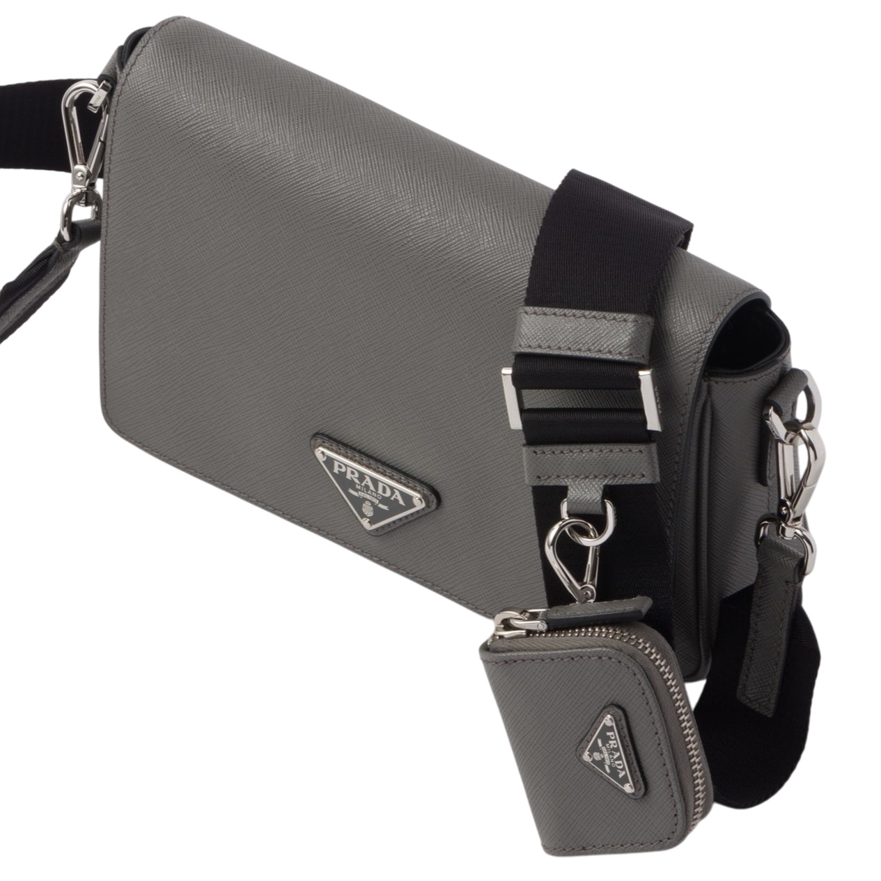 Túi Prada Saffiano Leather Shoulder Bag Grey 6