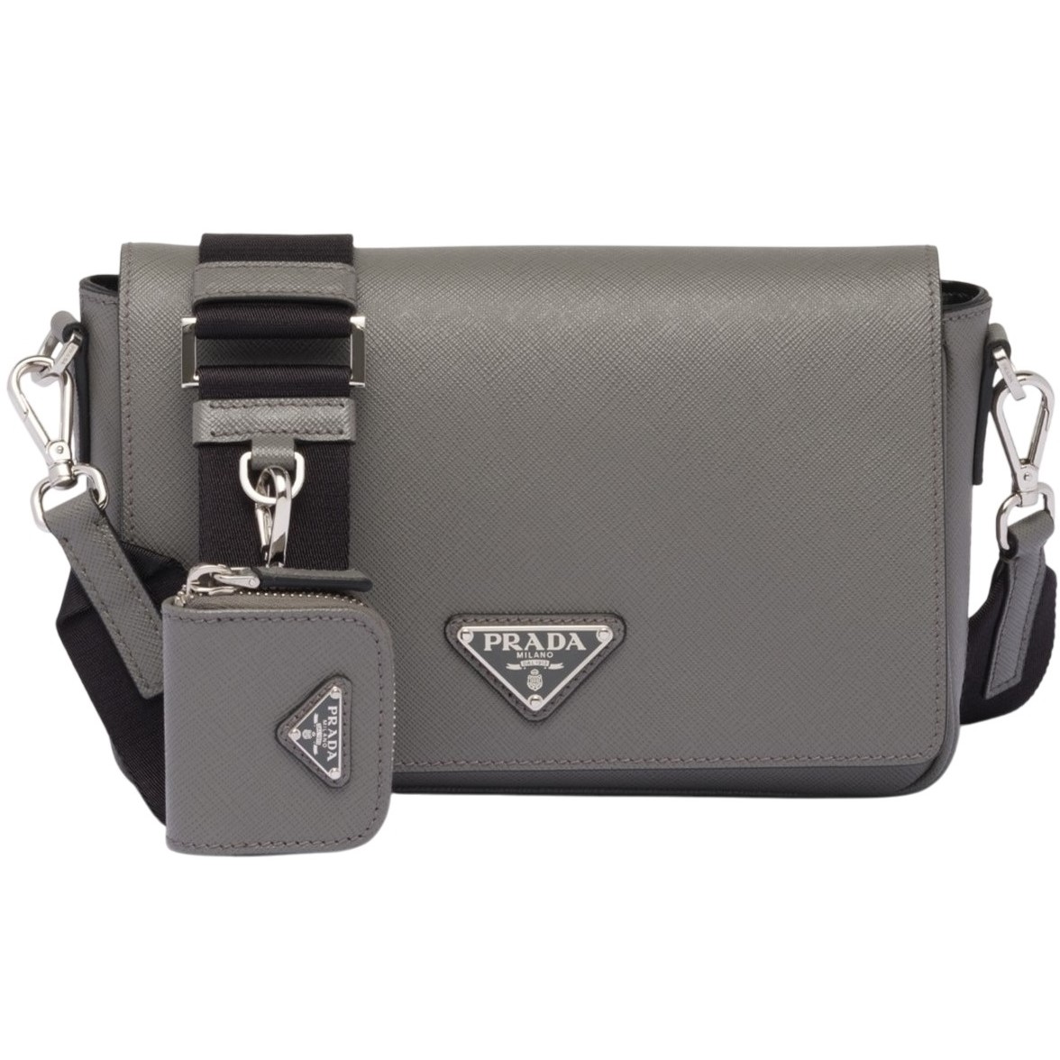 Túi Prada Saffiano Leather Shoulder Bag Grey 4