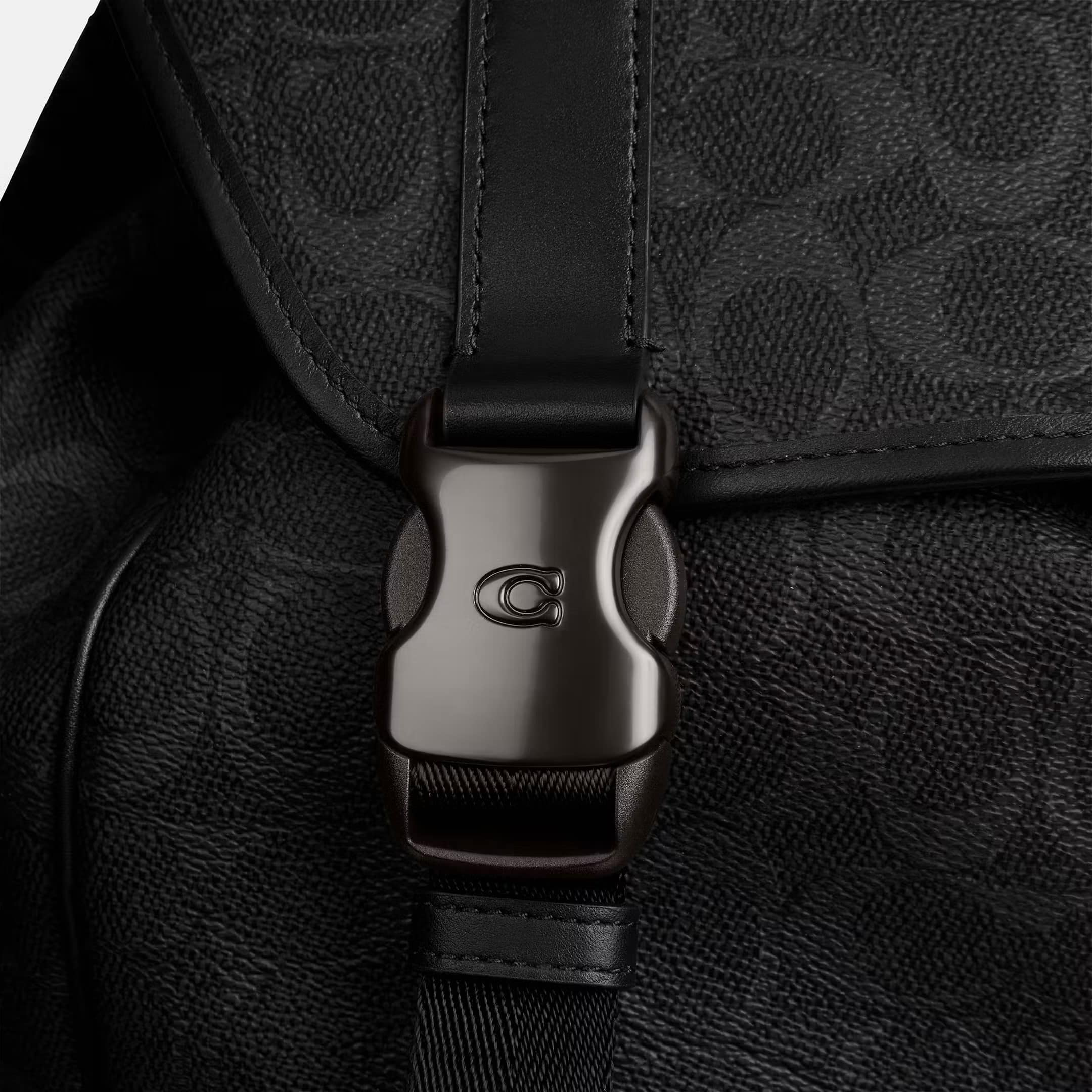 Ba lô Coach League Flap Backpack In Signature Canvas Black CU201 1
