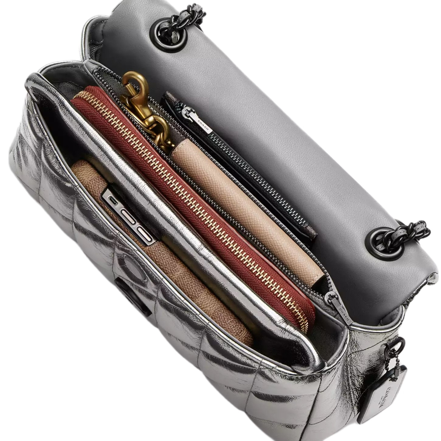 Túi đeo chéo Coach Tabby Shoulder Bag 20 With Quilting Metallic Leather Anthracite CW596 2