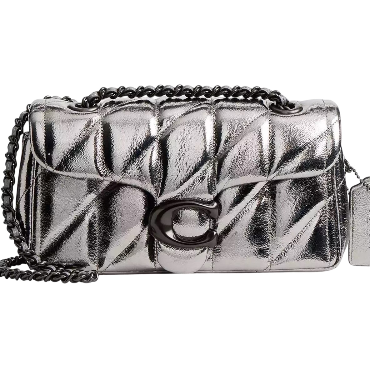 Túi đeo chéo Coach Tabby Shoulder Bag 20 With Quilting Metallic Leather Anthracite CW596 5