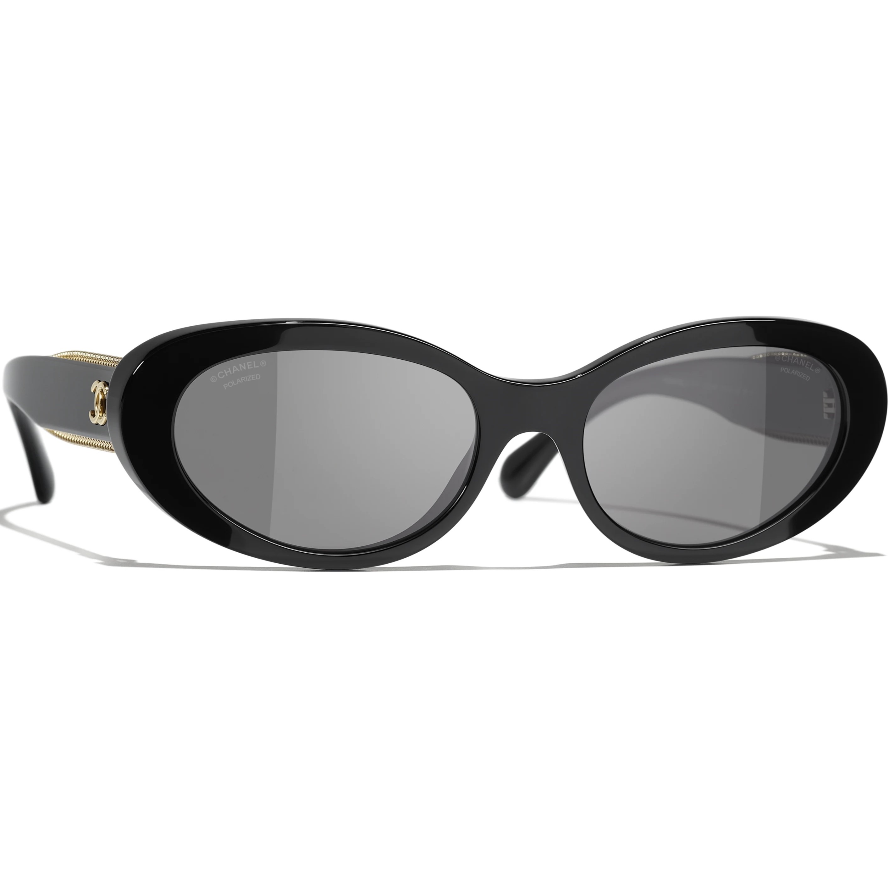 Mắt kính Chanel Oval Sunglasses Acetate Black 5515 1