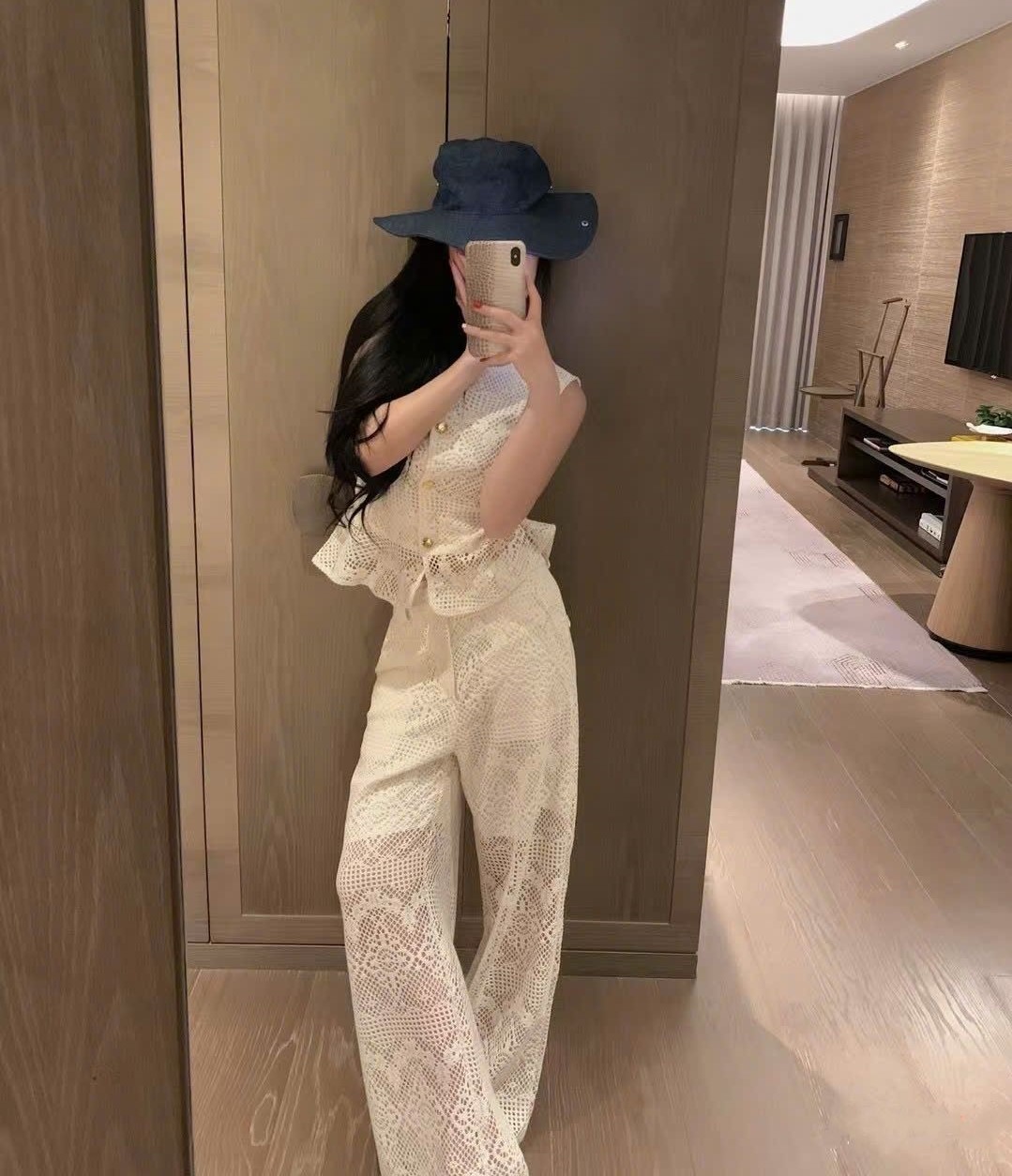 Combo bộ áo quần Celine vải ren 15