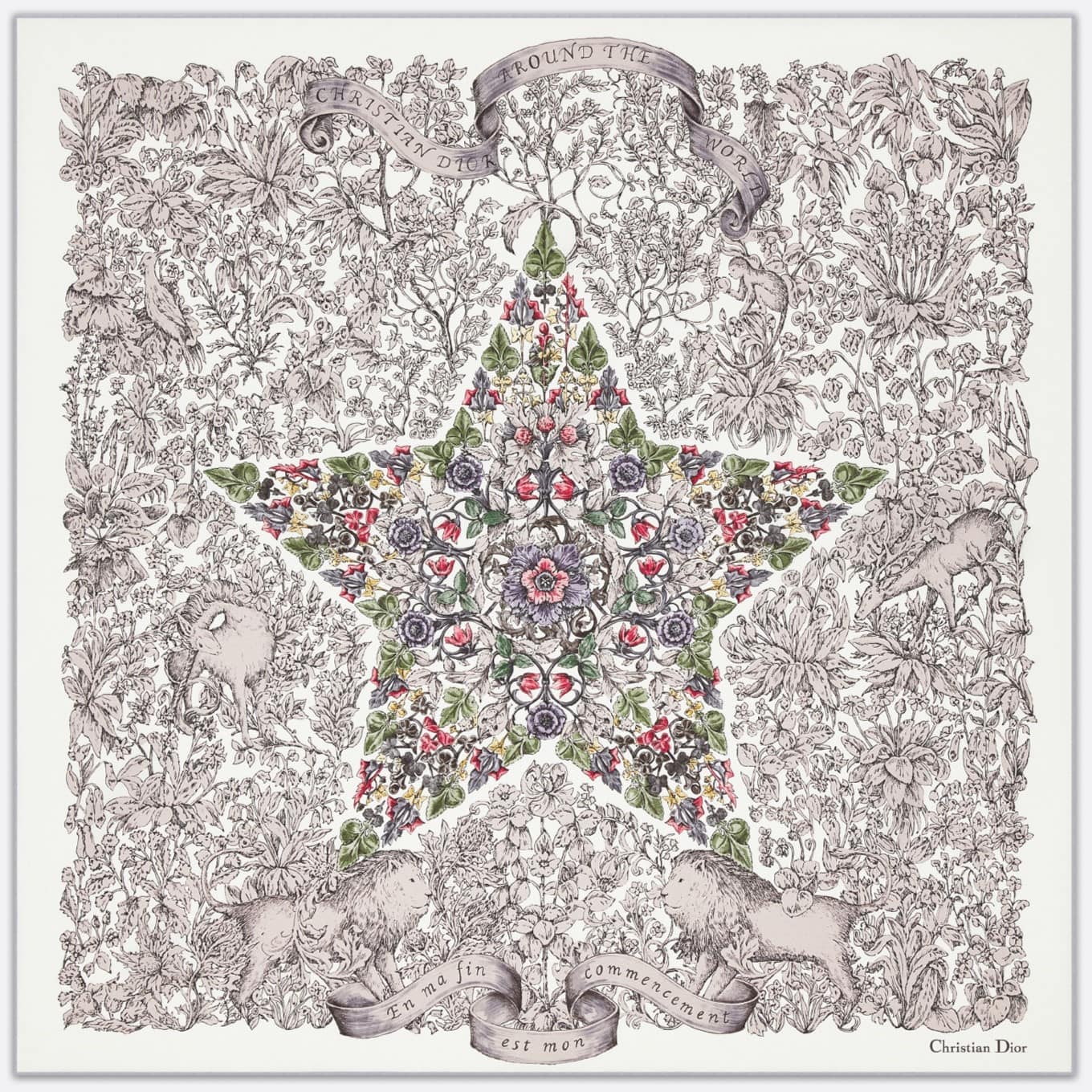 Khăn lụa họa tiết limited Dior Around the World 90 Square Scarf 3