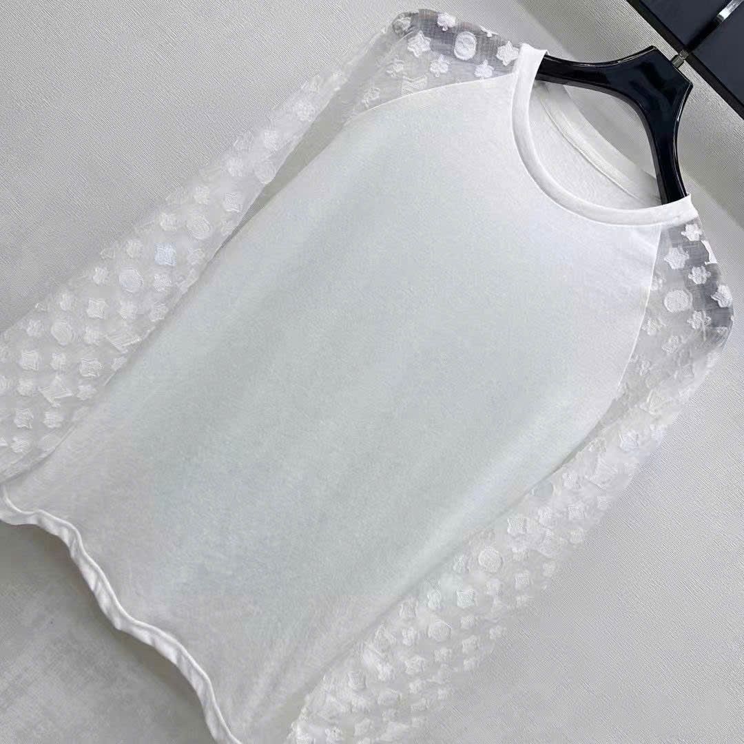 Combo áo quần thun phối ren trắng LV 1