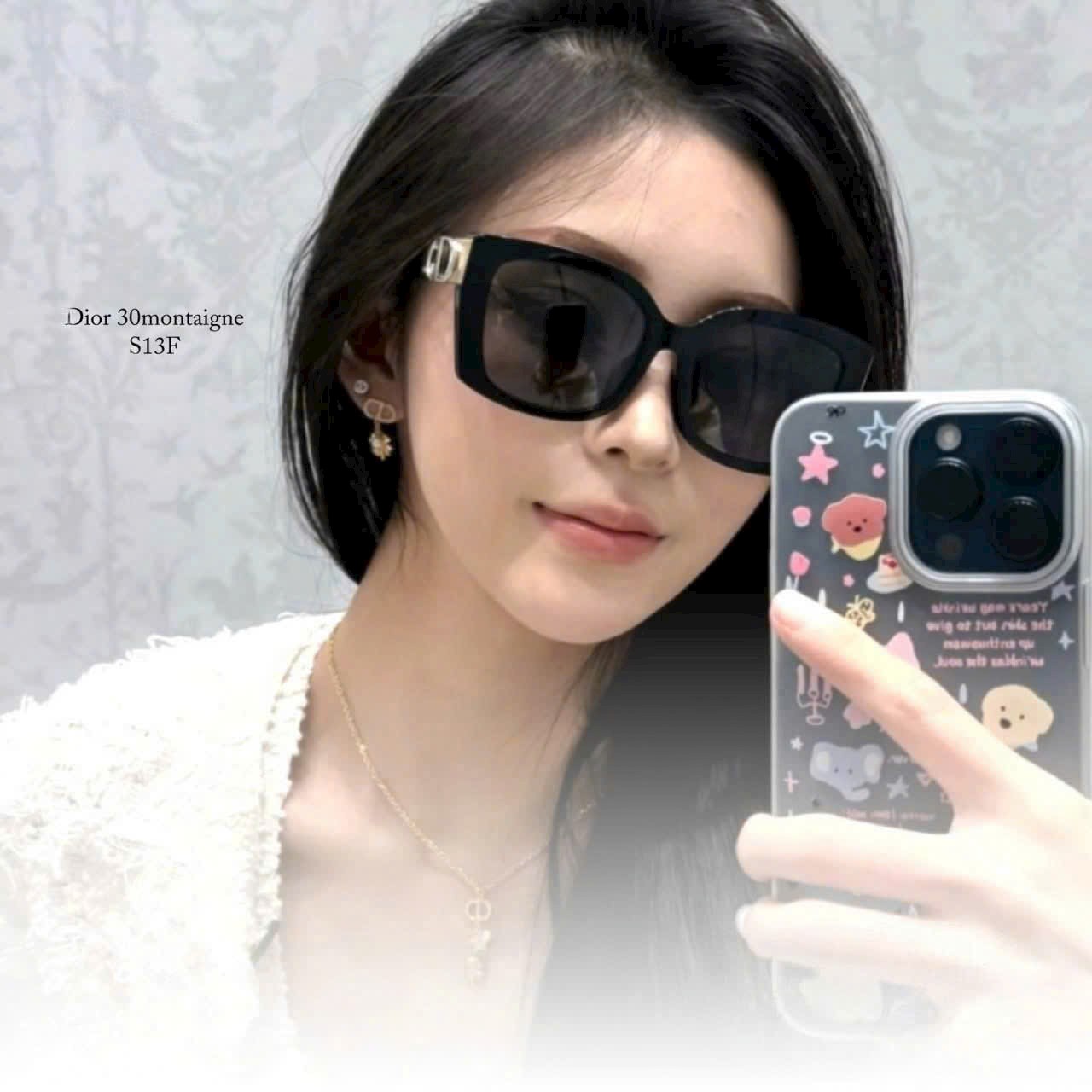 Kính nữ Dior 30Montaigne S13F Black Square Sunglasses 9