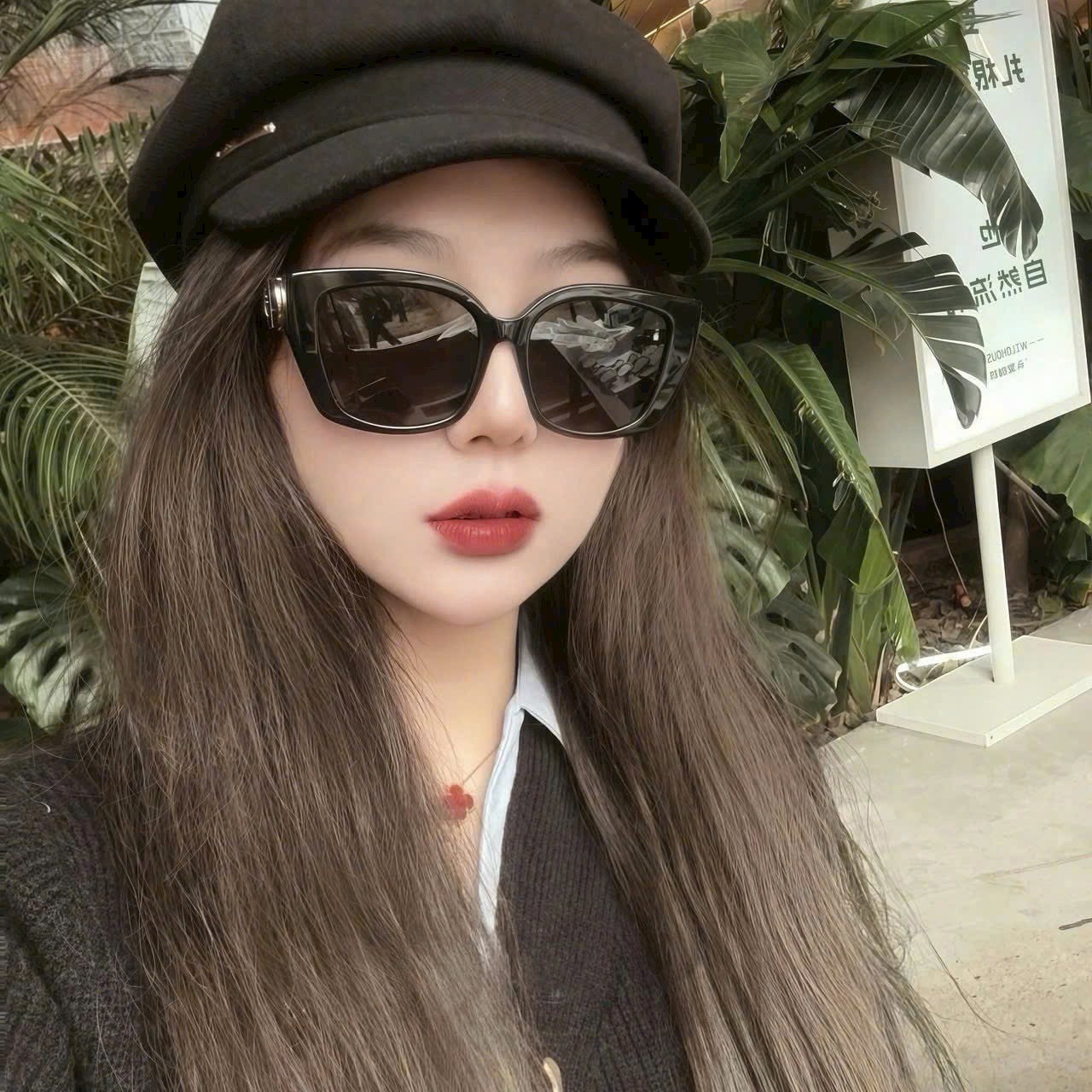 Kính nữ Dior 30Montaigne S13F Black Square Sunglasses 12