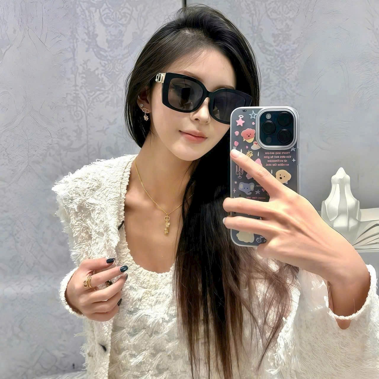 Kính nữ Dior 30Montaigne S13F Black Square Sunglasses 10