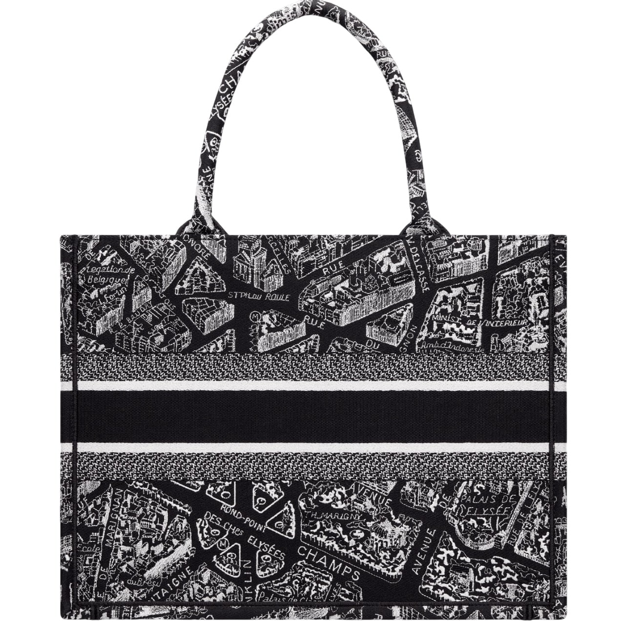 Túi xách Medium Dior Book Tote Black and White Plan de Paris Embroidery 5