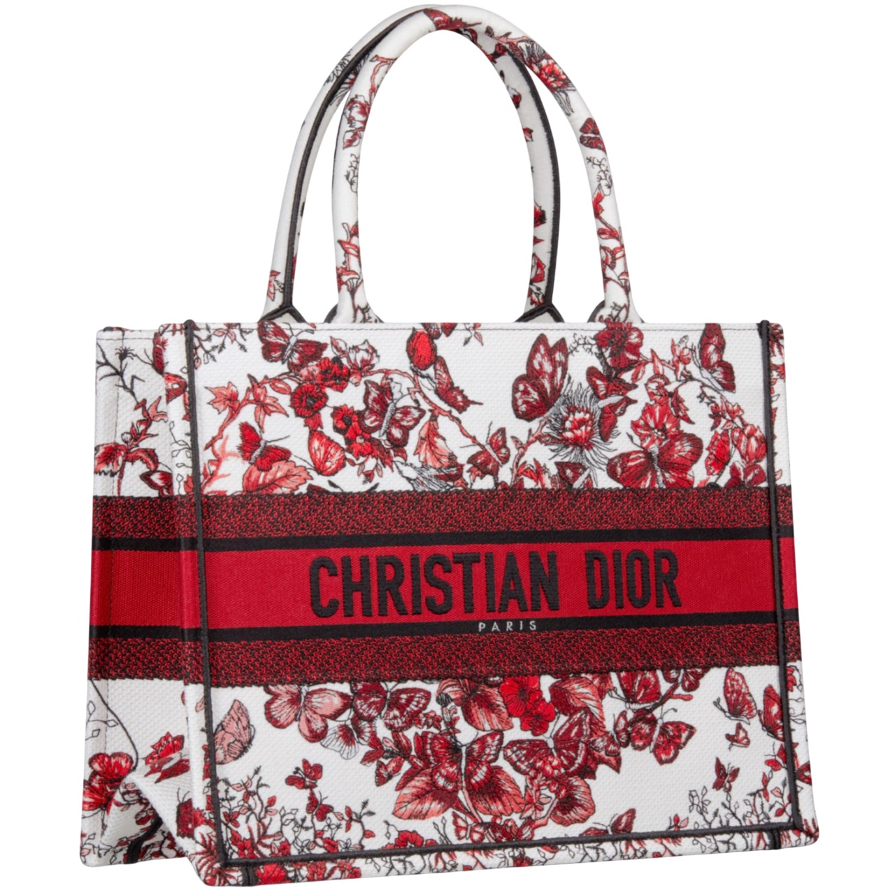 Túi xách Dior Medium Dior Book Tote White and Red Le Coeur des Papillons Embroidery 3