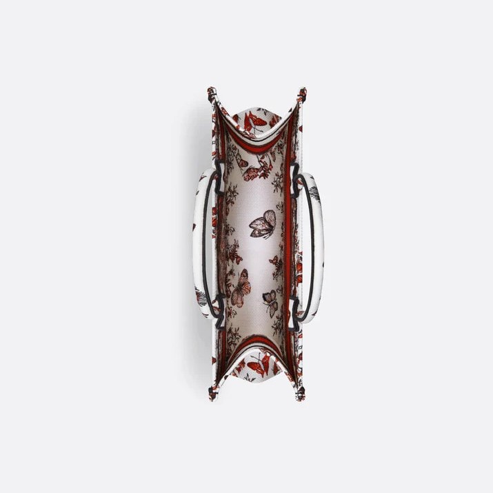 Túi xách Dior Medium Dior Book Tote White and Red Le Coeur des Papillons Embroidery 7