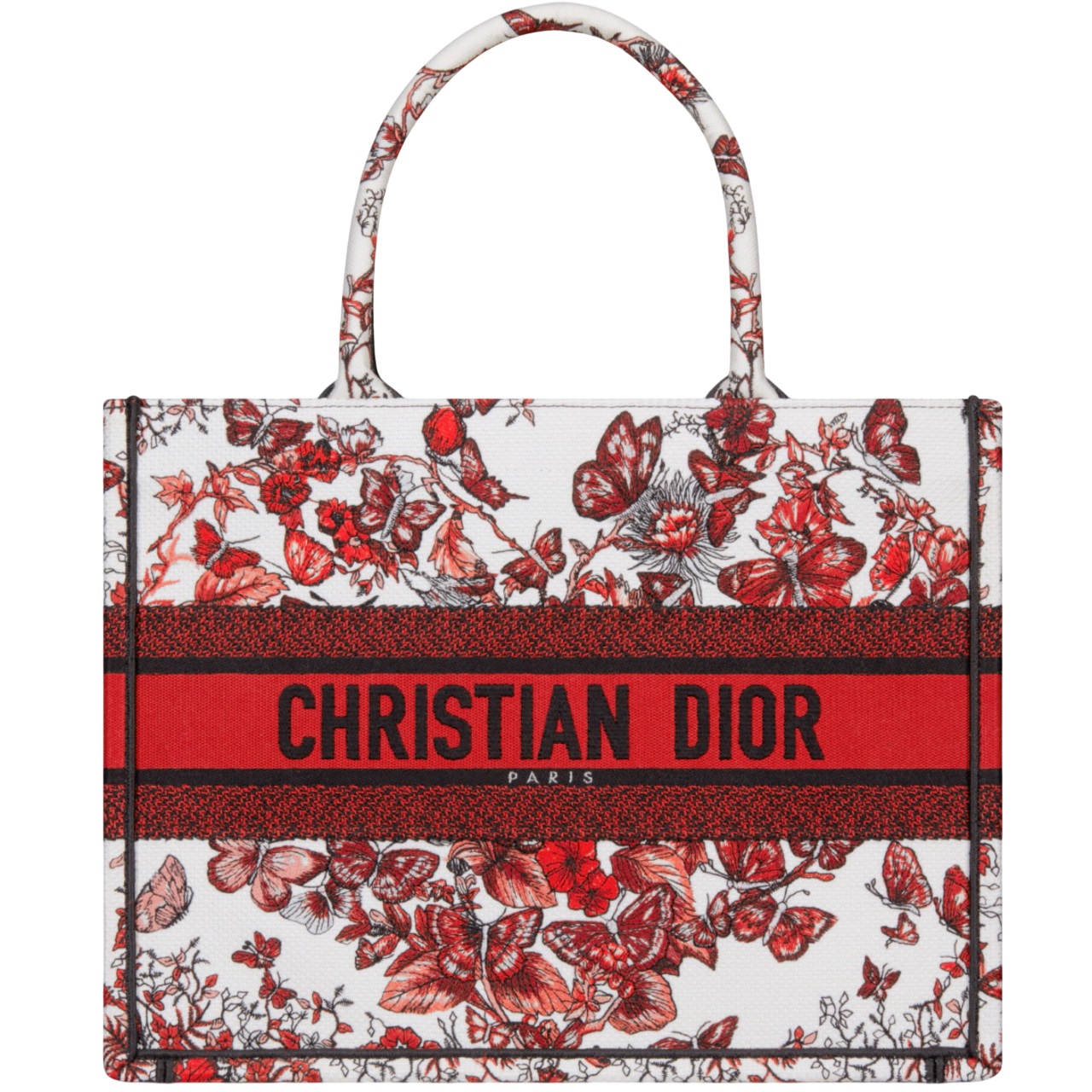 Túi xách Dior Medium Dior Book Tote White and Red Le Coeur des Papillons Embroidery 11