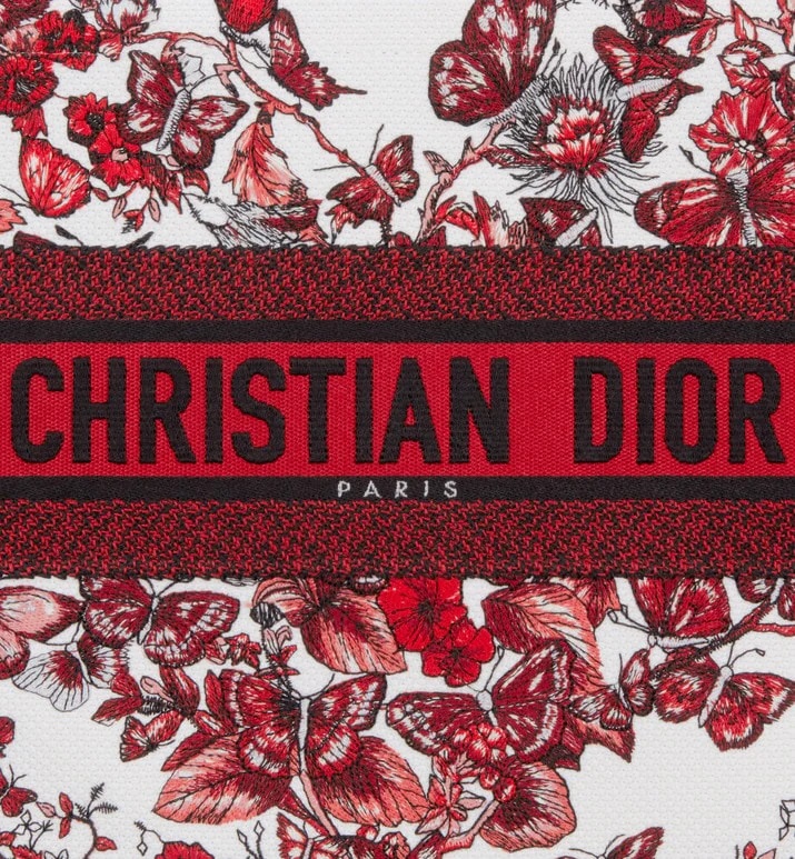 Túi xách Dior Medium Dior Book Tote White and Red Le Coeur des Papillons Embroidery 8