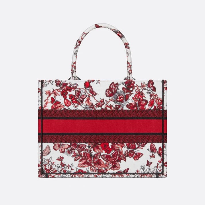 Túi xách Dior Medium Dior Book Tote White and Red Le Coeur des Papillons Embroidery 13