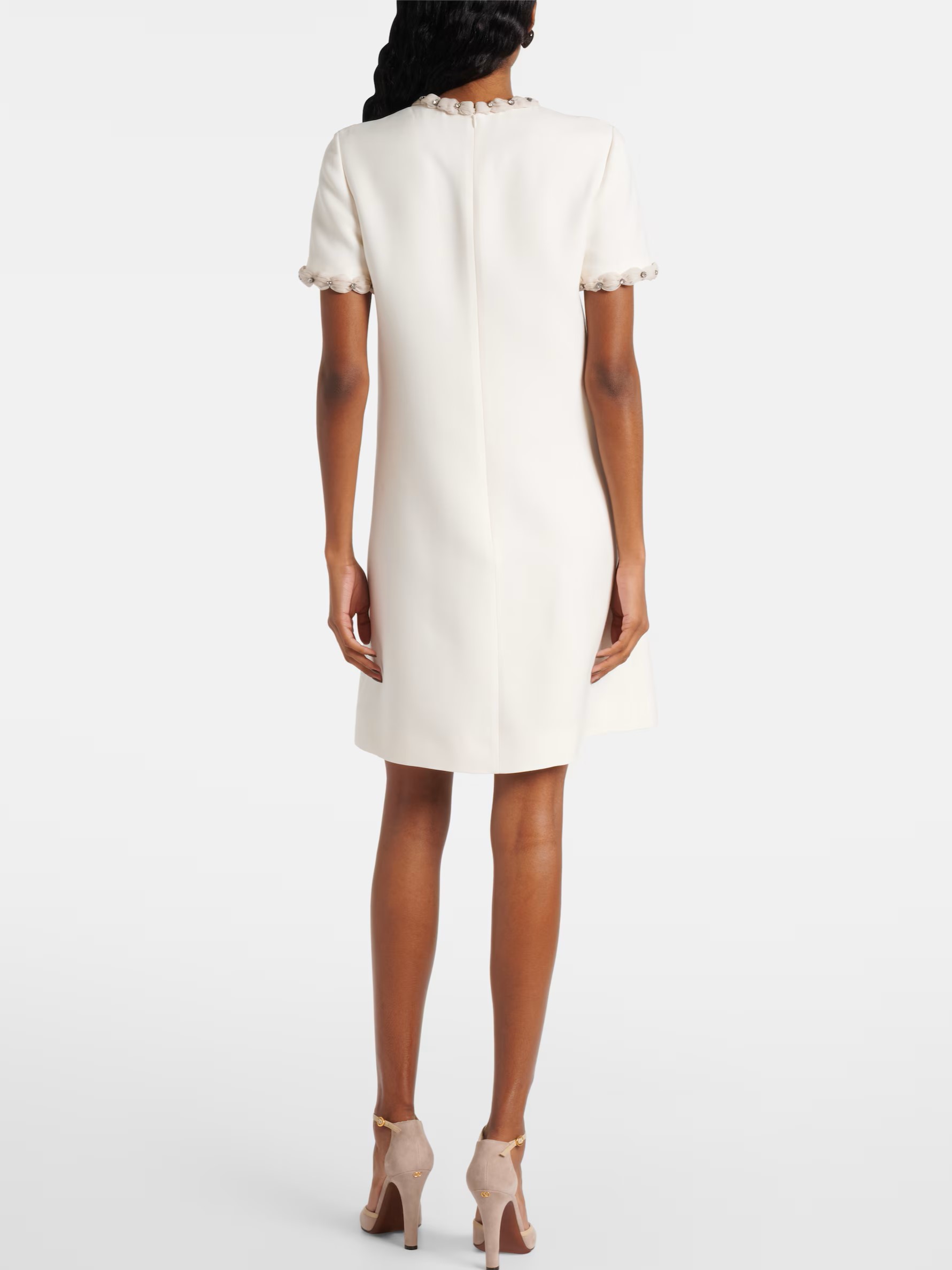 Áo đầm Valentino Embroidered Crepe Couture Short Dress Ivory 5