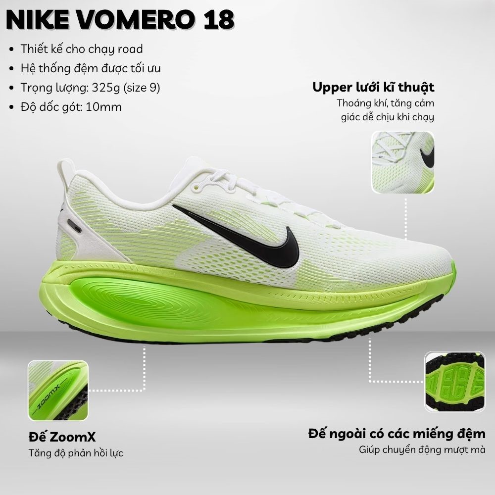 Giày thể thao Nike Vomero 18 Road Running Shoes White Electric Green HM6804-102 5