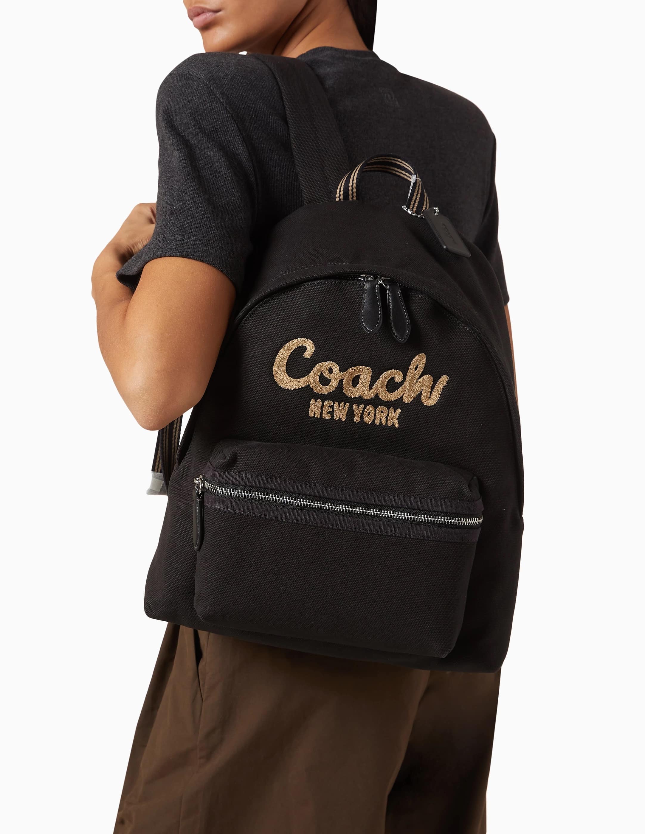 Ba lô Coach Cargo Backpack in Canvas Silver Black CAM76 3