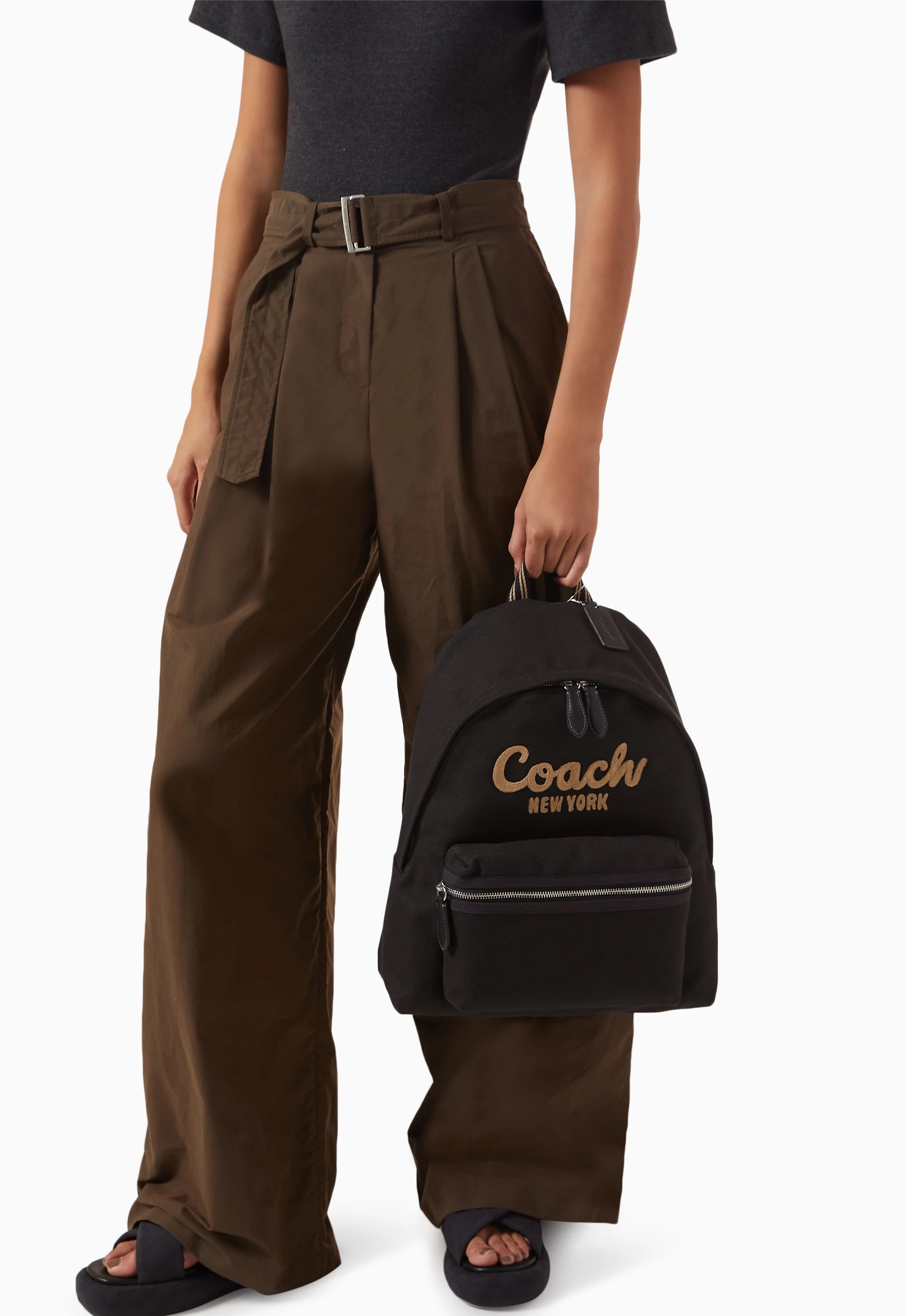 Ba lô Coach Cargo Backpack in Canvas Silver Black CAM76 8