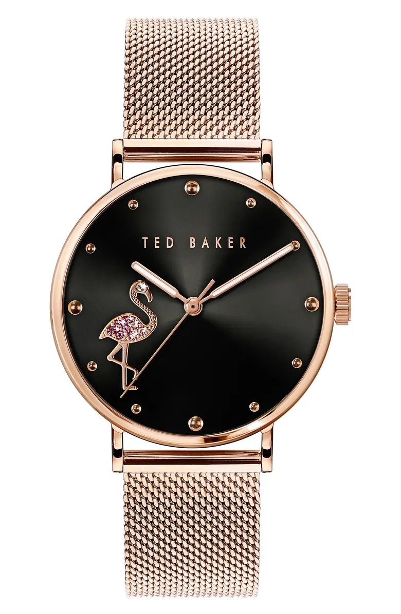 ĐỒNG HỒ TED BAKER PHYLIPA FLAMINGO ANALOGUE WATCH WITH STAINLESS STEEL STRAP CHIM HỒNG HẠC 1
