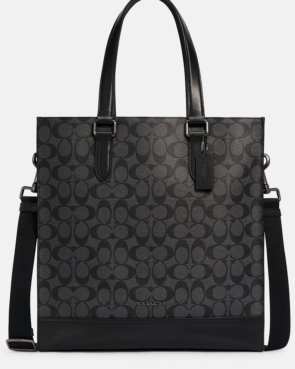 TÚI TOTE SIZE LỚN HỌA TIẾT COACH GRAHAM STRUCTURED TOTE IN GUNMETAL CHARCOAL BLACK SIGNATURE CANVAS C3232 3