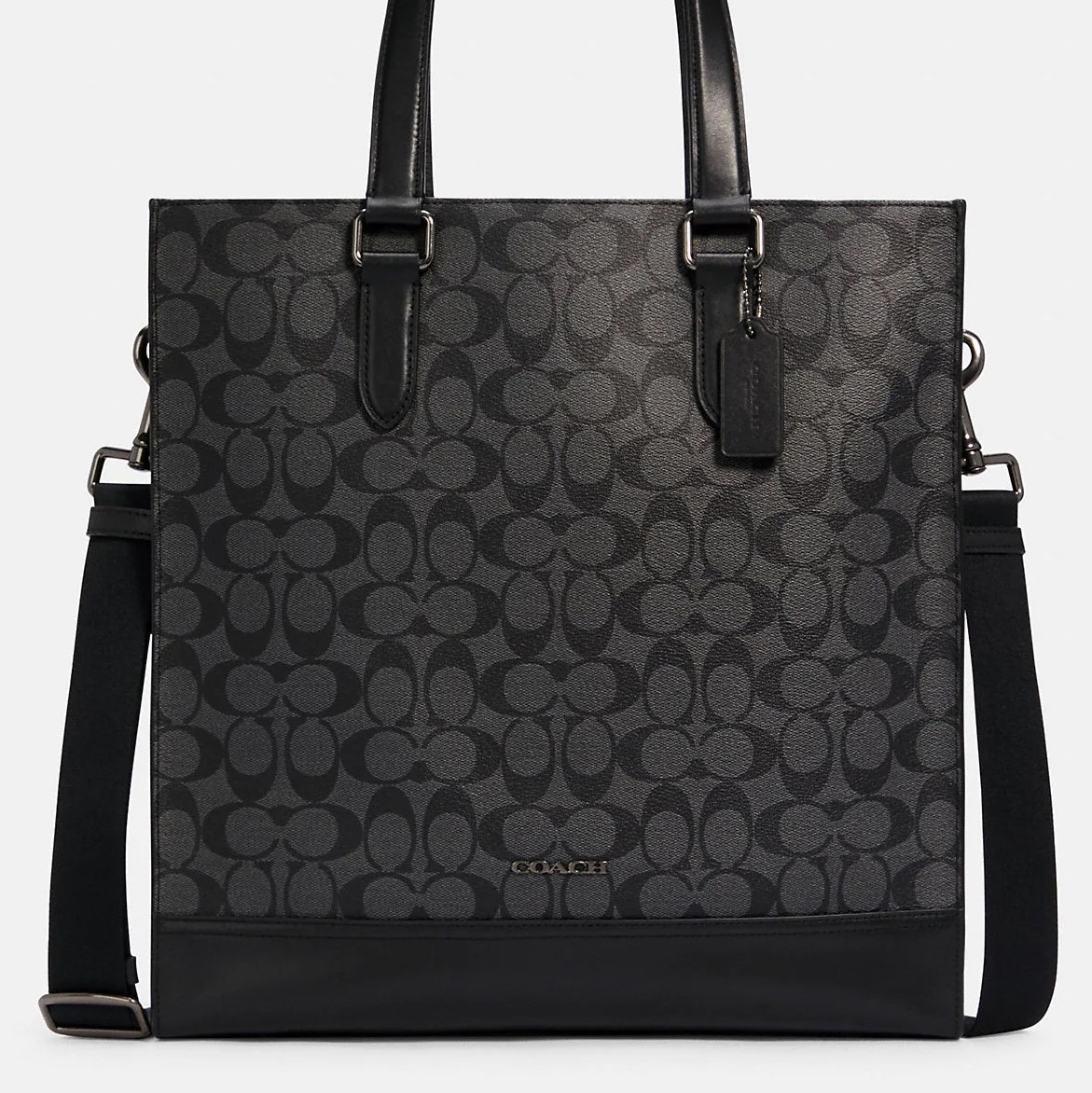 TÚI TOTE SIZE LỚN HỌA TIẾT COACH GRAHAM STRUCTURED TOTE IN GUNMETAL CHARCOAL BLACK SIGNATURE CANVAS C3232 5