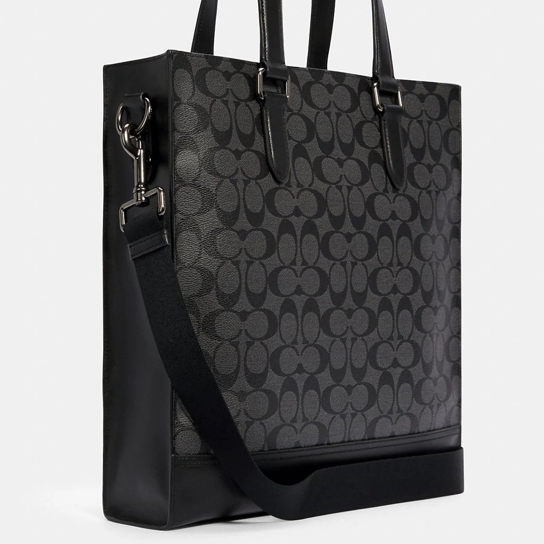 TÚI TOTE SIZE LỚN HỌA TIẾT COACH GRAHAM STRUCTURED TOTE IN GUNMETAL CHARCOAL BLACK SIGNATURE CANVAS C3232 6