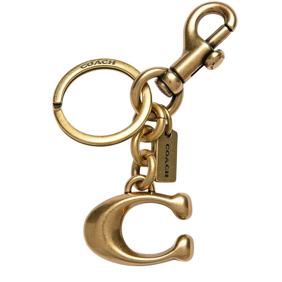 Móc khóa hãng Coach C Keyring Charm Signature Gold 1