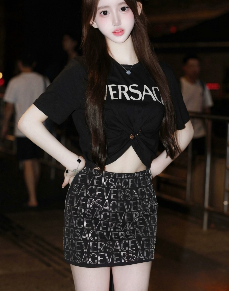 Combo áo thun đen váy ngắn Versace 2
