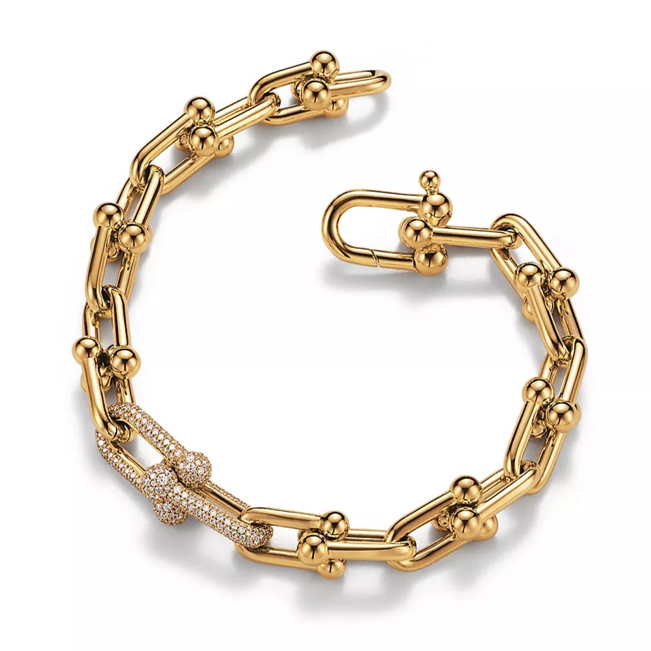 Lắc tay Tiffany Co Medium Link Bracelet in Yellow Gold with Diamonds 70751208 4