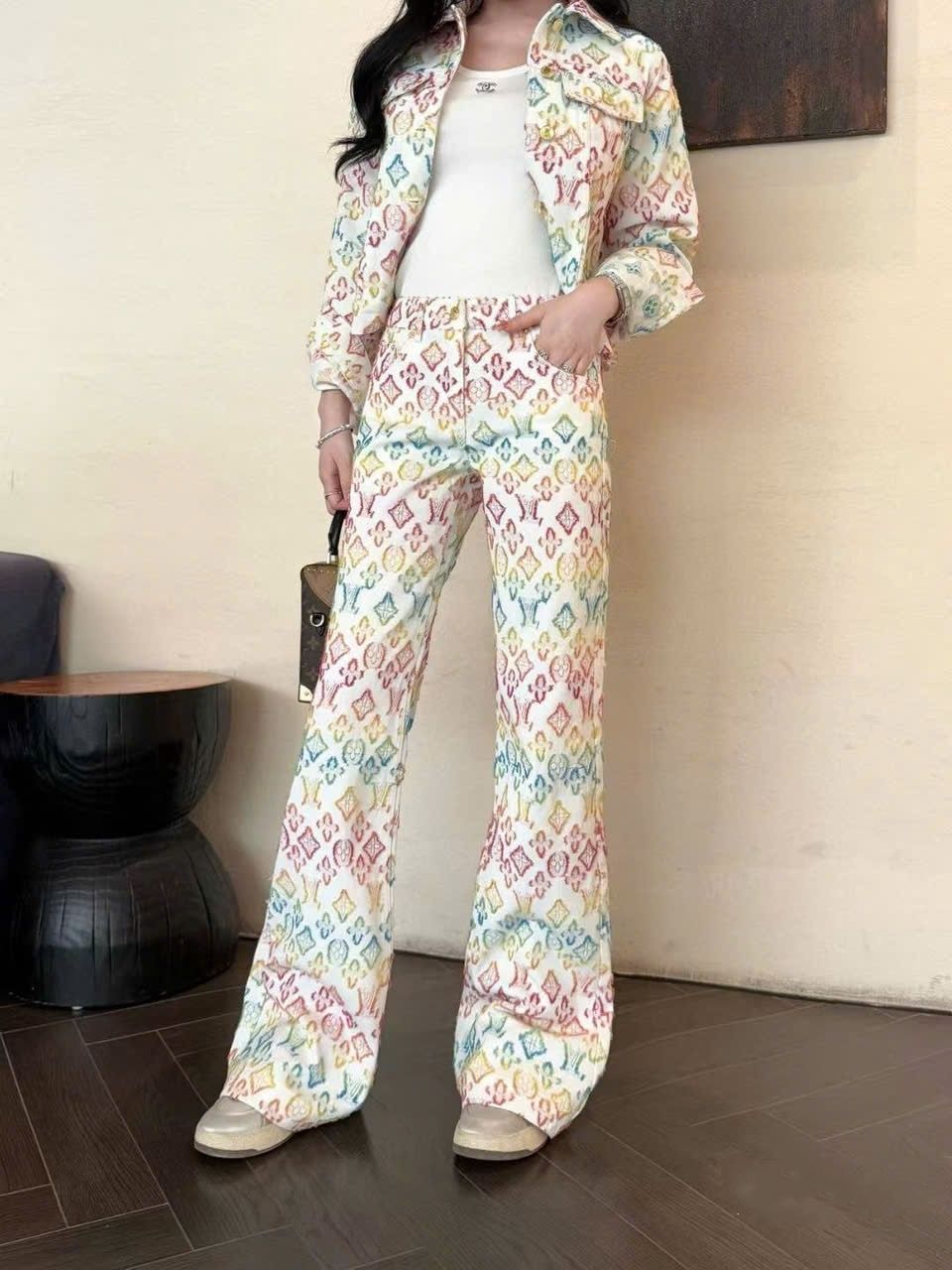 Combo full áo quần dài và váy ngắn LV màu loang 10