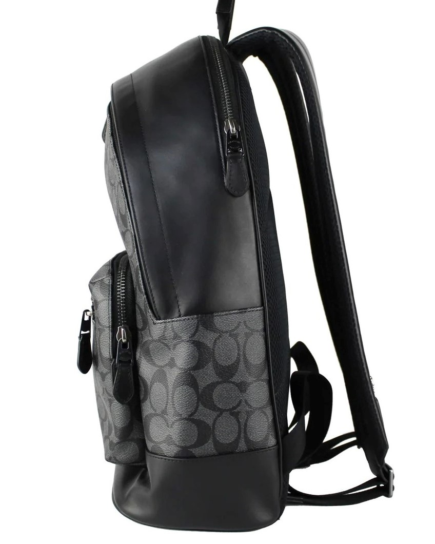 BALO NAM SIZE TO COACH MENS WEST CHARCOAL BLACK SIGNATURE COATED CANVAS LARGE BACKPACK 3