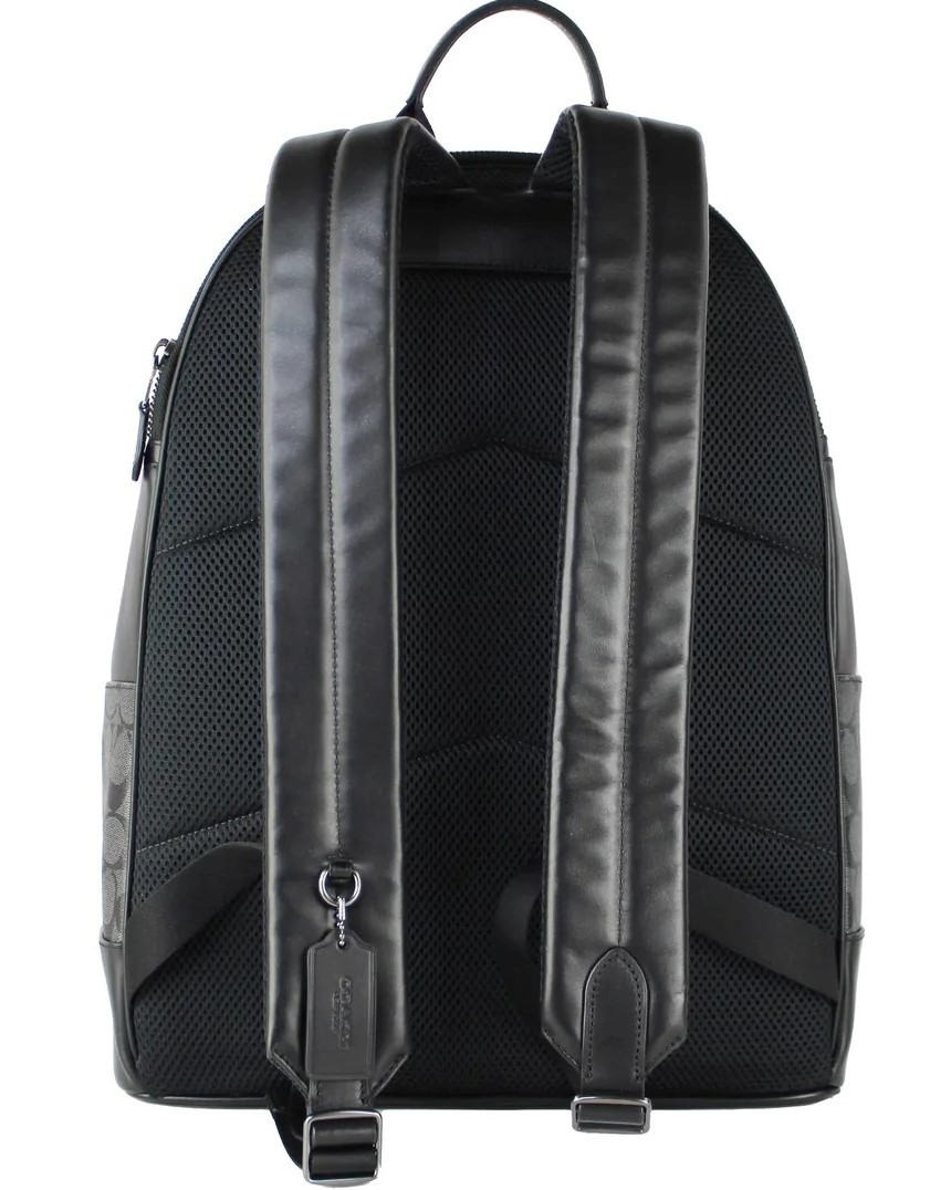BALO NAM SIZE TO COACH MENS WEST CHARCOAL BLACK SIGNATURE COATED CANVAS LARGE BACKPACK 5